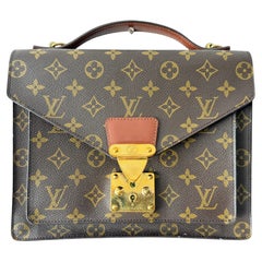 Louis Vuitton Monogram Canvas Leather Top Handle Shoulder Bag Monceau Original