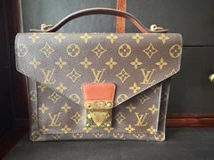 Louis Vuitton Monogram Canvas Leather Top Handle Shoulder Bag Monceau Original