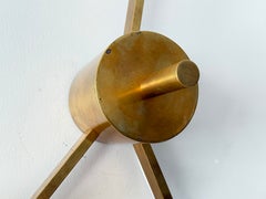 Angelo Lelii Brass Opaline Glass Pendant Chandelier Italy