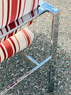 Milo Baughman for Thayer Coggin Flat Bar Chrome Lounge Chairs 1970's
