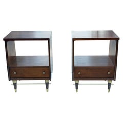 A Pair Of Classic Mid Century Night Stands Open Backs Walnut Ca' 1960's