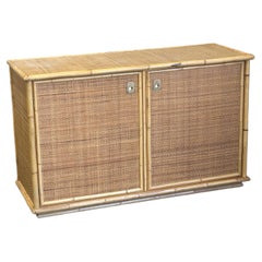 Two Door Sideboard Cabinet in Bamboo and Cane by Del Vera, Italy