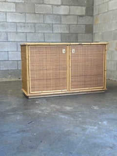 Two Door Sideboard Cabinet in Bamboo and Cane by Del Vera, Italy