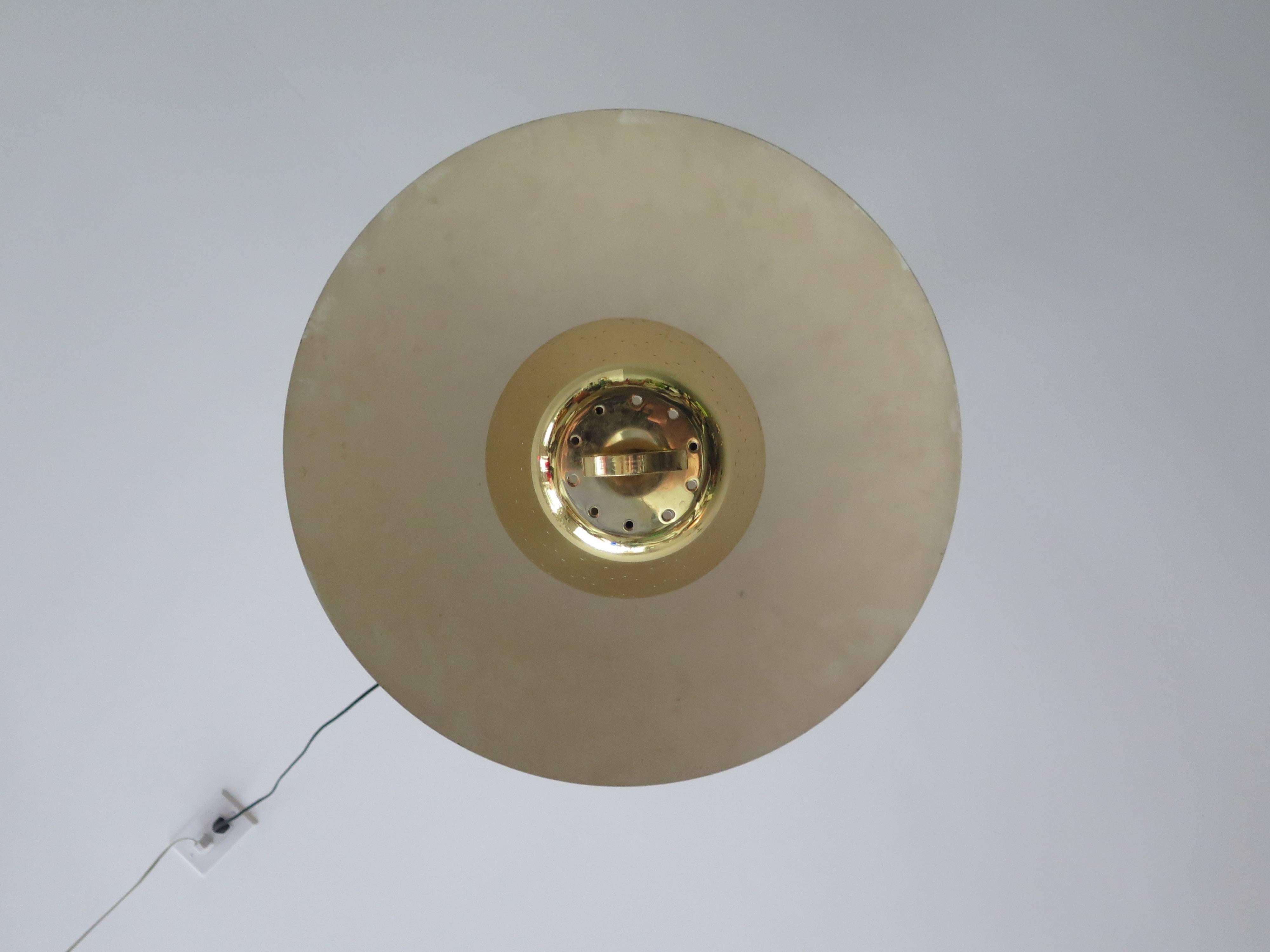 Mid-Century Modern Brass Pendant Adjustable Lamp  For Sale
