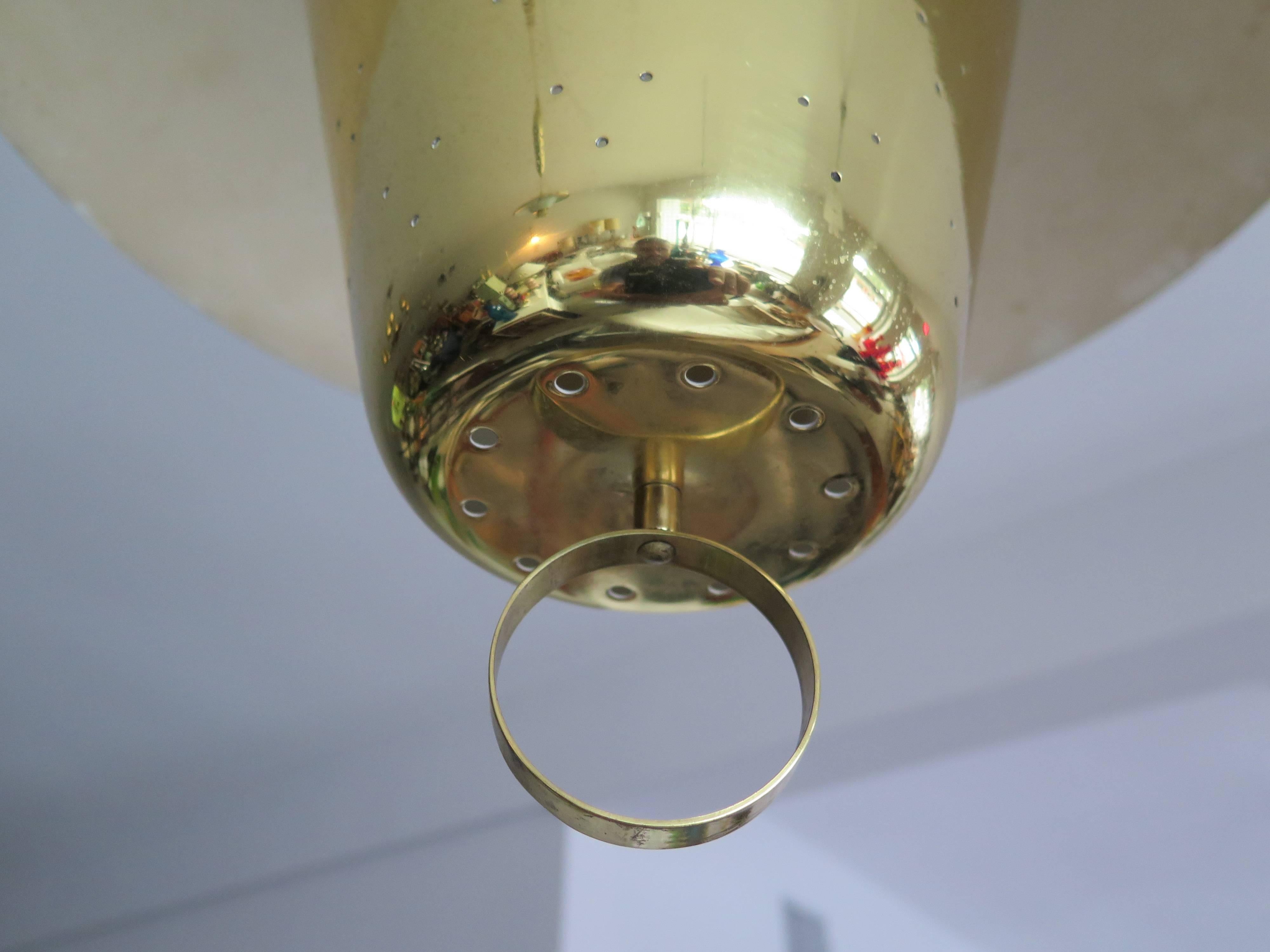 American Brass Pendant Adjustable Lamp  For Sale