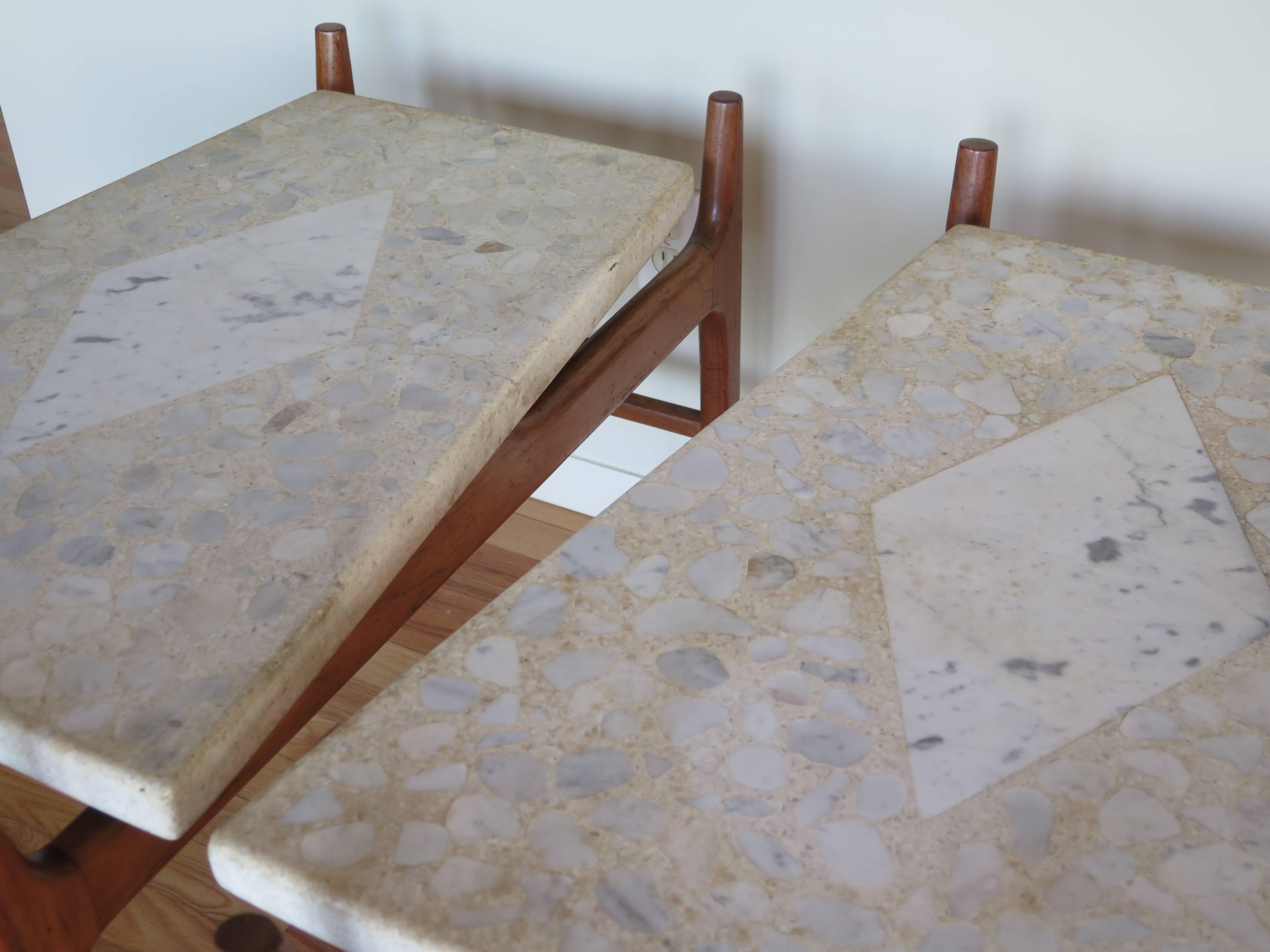 Pair of Harvey Probber Terrazzo Floating Top Tables In Good Condition In St.Petersburg, FL