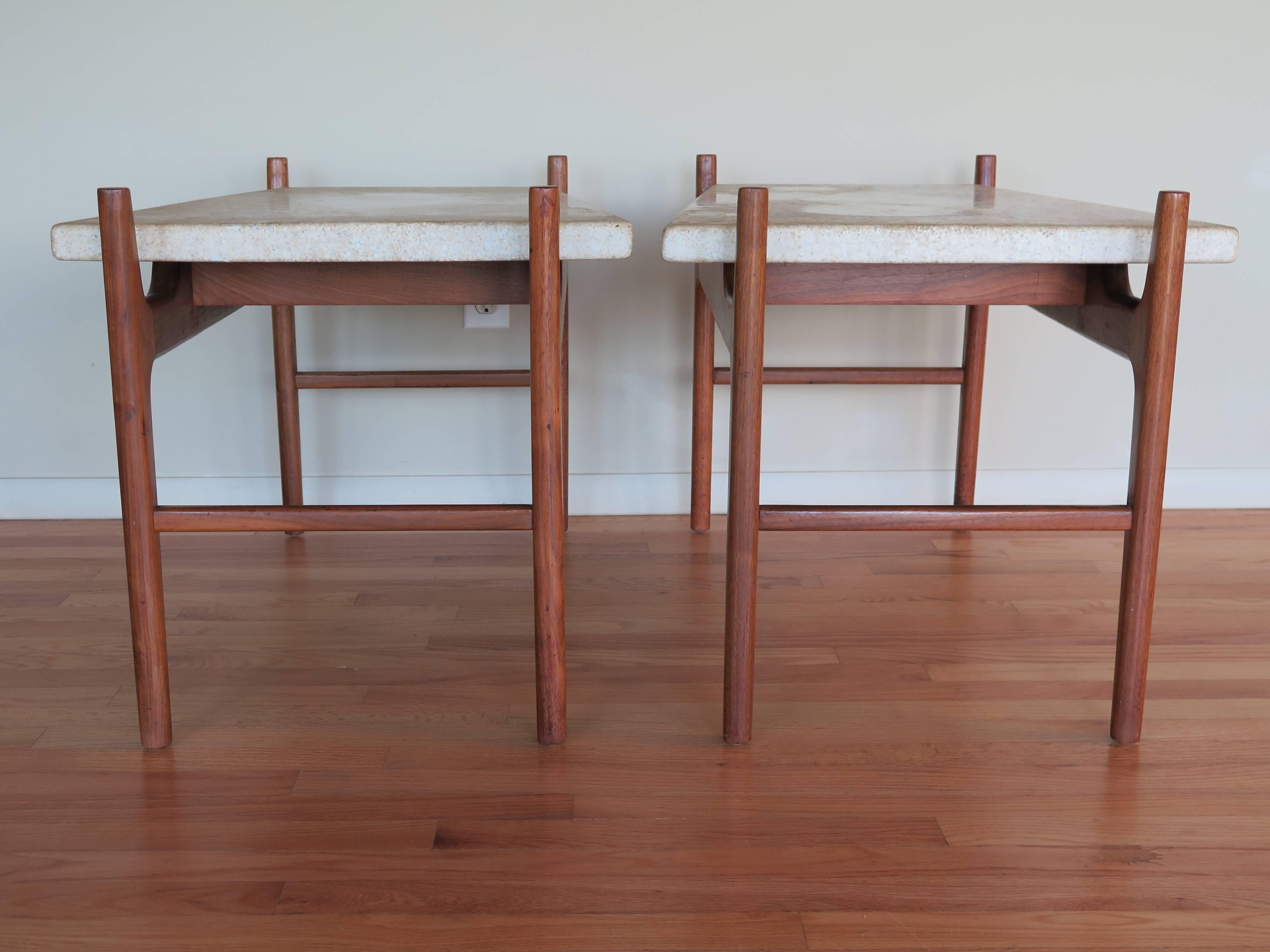 Mid-20th Century Pair of Harvey Probber Terrazzo Floating Top Tables