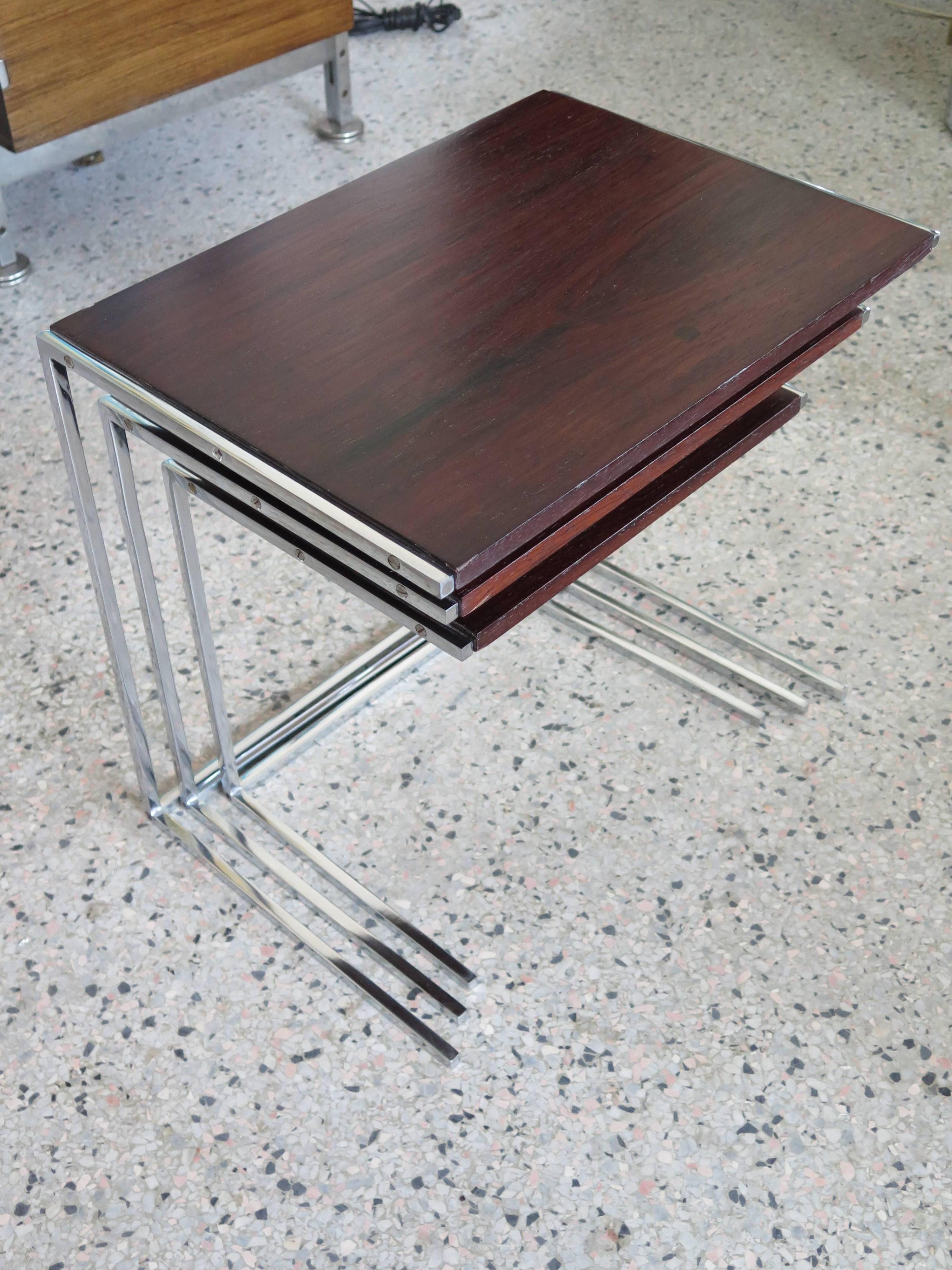 Dutch Set of Rosewood Nesting Tables For Sale