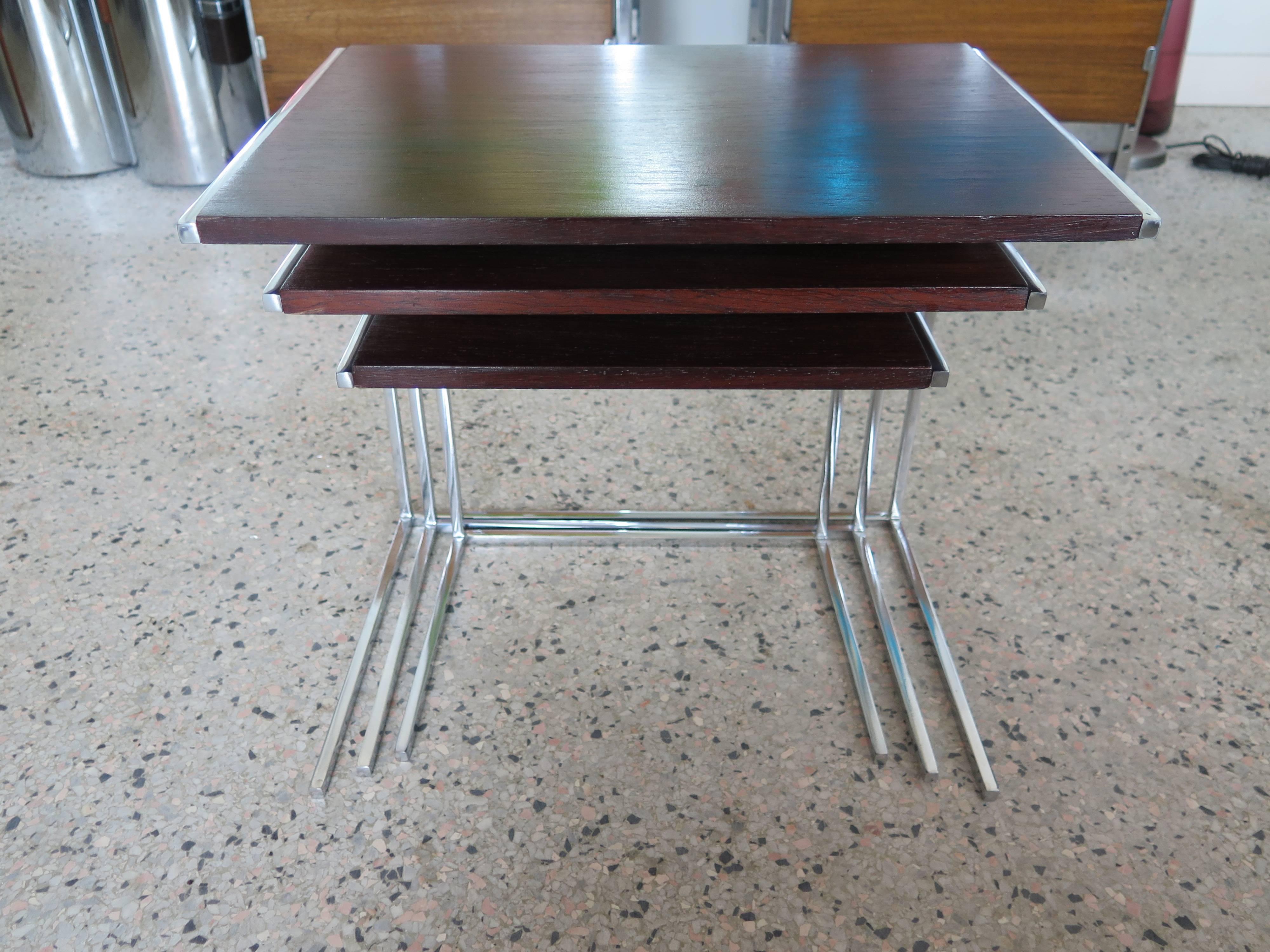 Modern Set of Rosewood Nesting Tables For Sale