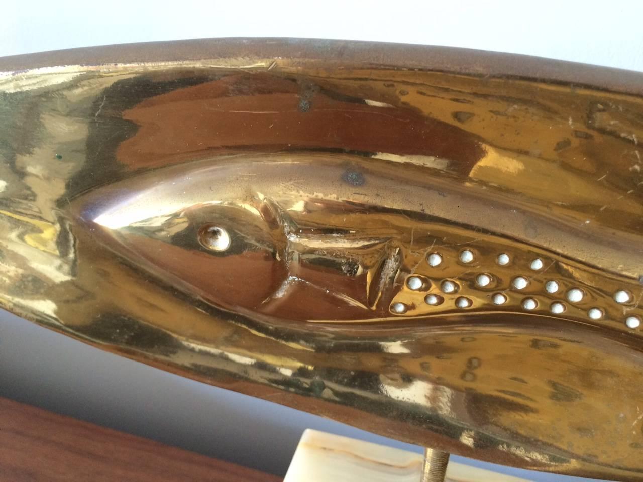Late 20th Century Pair of Brass Fish Sculptures by Curtis Jere For Sale