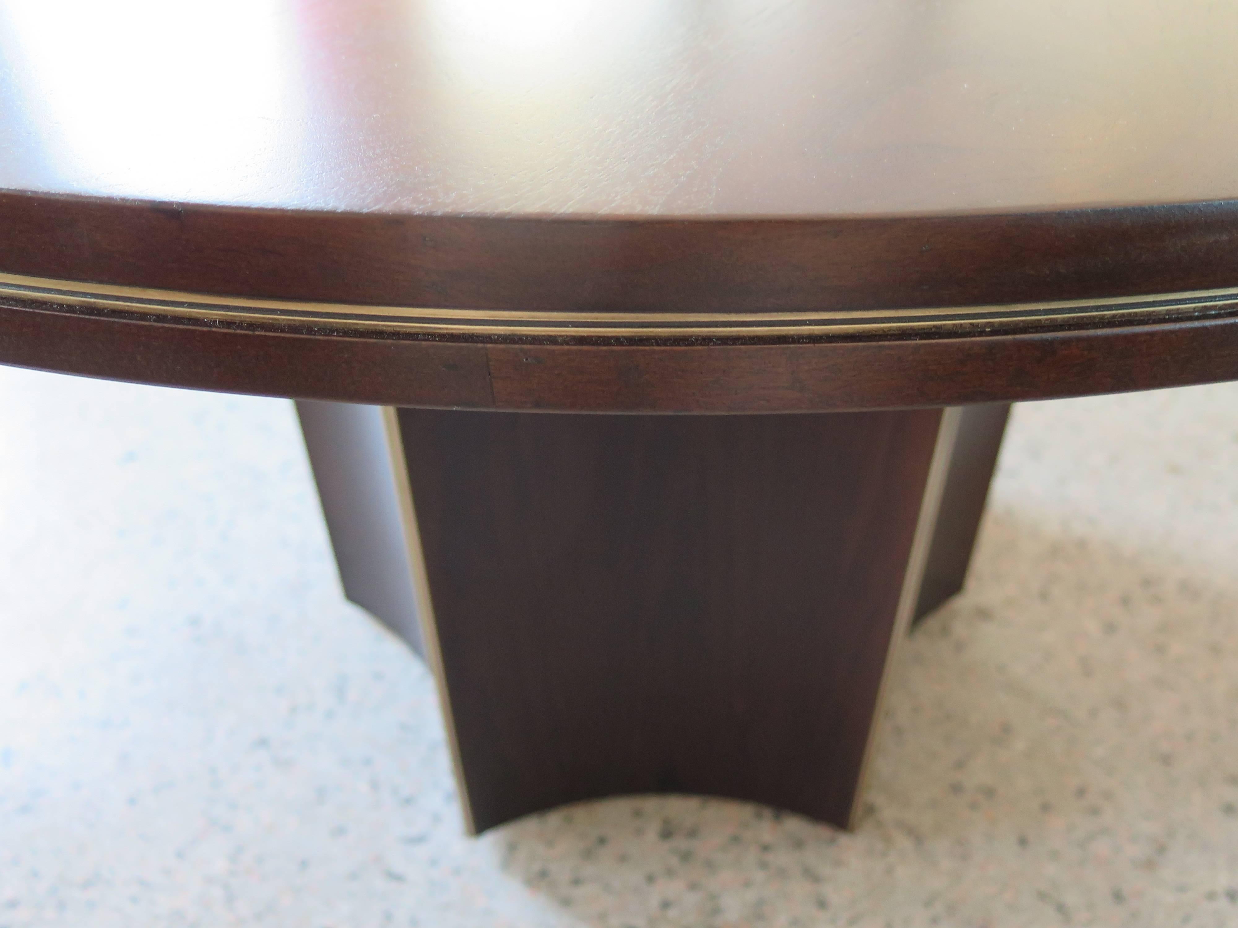 Modern Unusual Center Table by McGuire with Brass Details