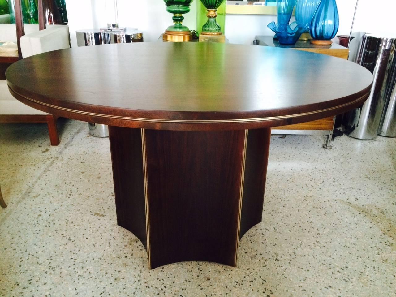 Late 20th Century Unusual Center Table by McGuire with Brass Details