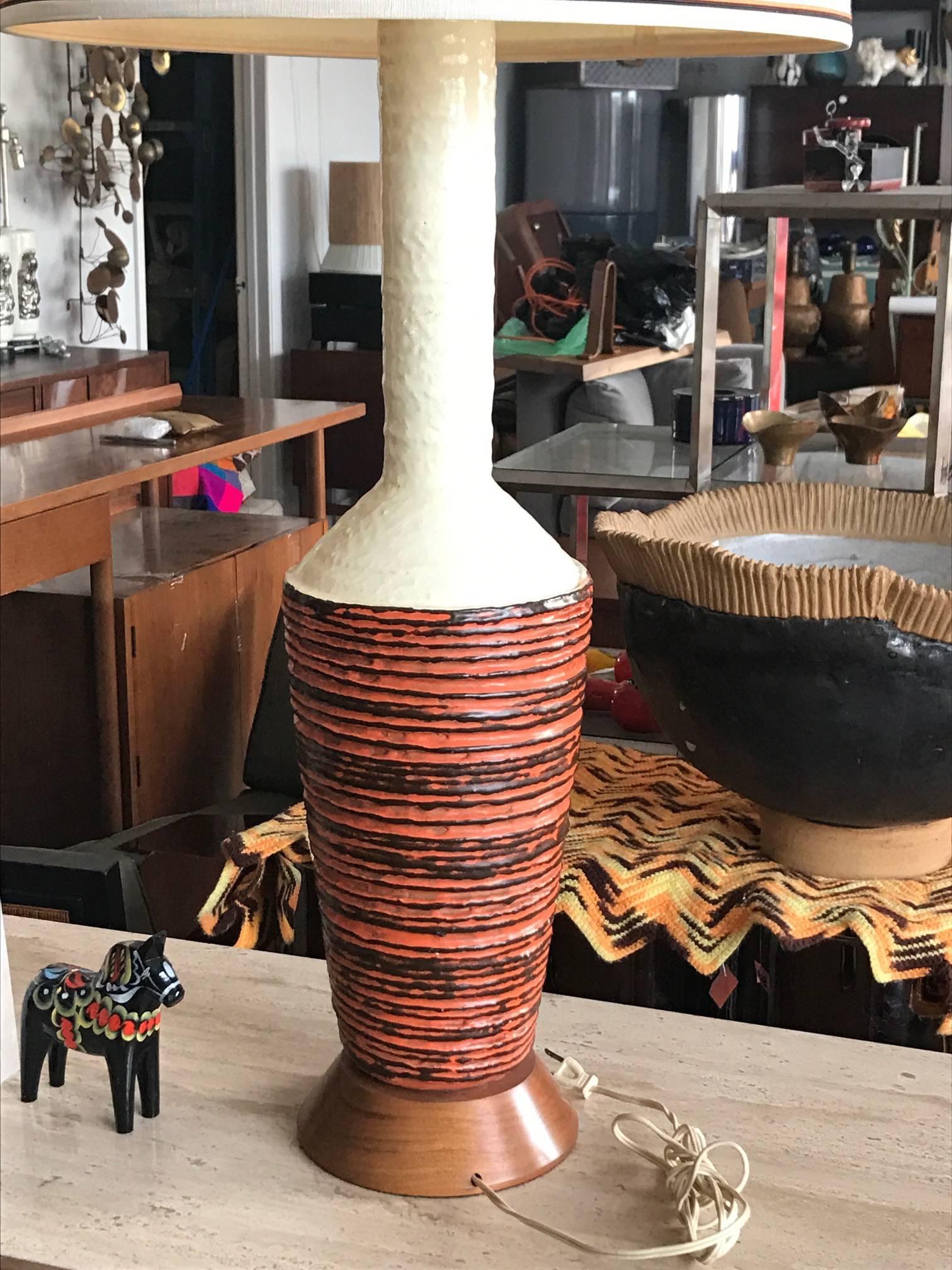 Pair of Large Scale Marcello Fantoni Ceramic Lamps For Sale 3
