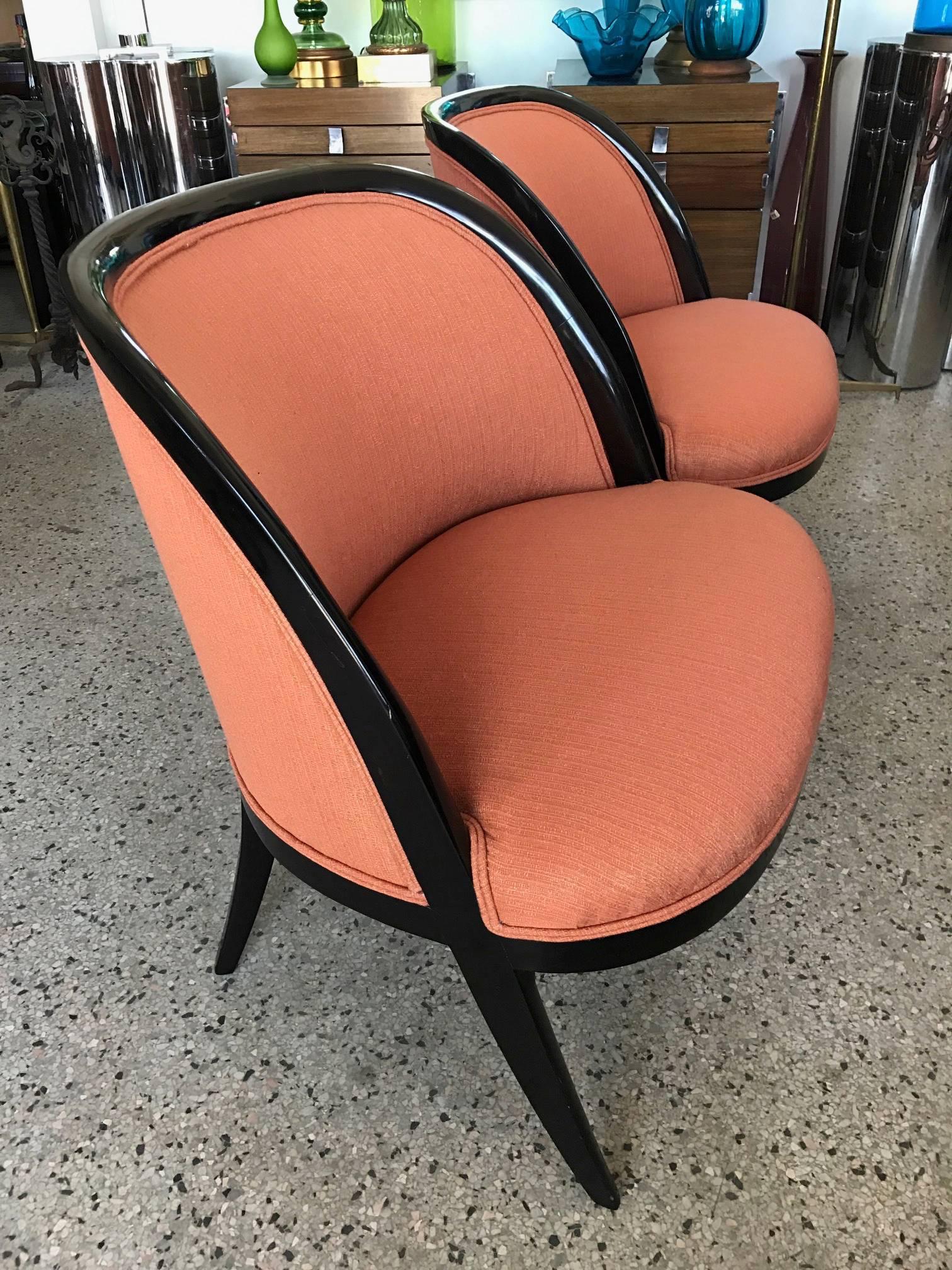 Modern Pair of Elegant Harvey Probber Style Slipper Chairs