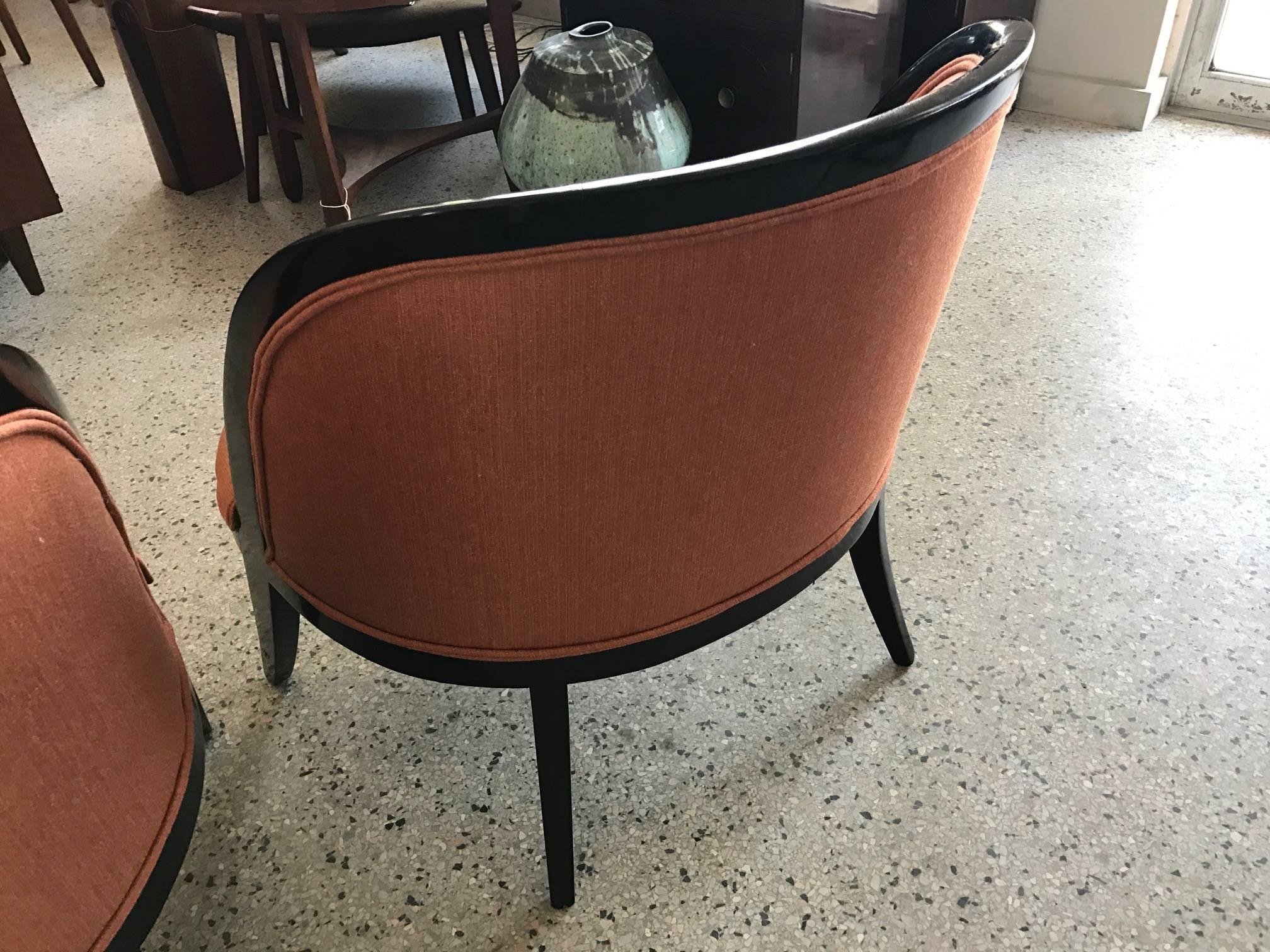 American Pair of Elegant Harvey Probber Style Slipper Chairs