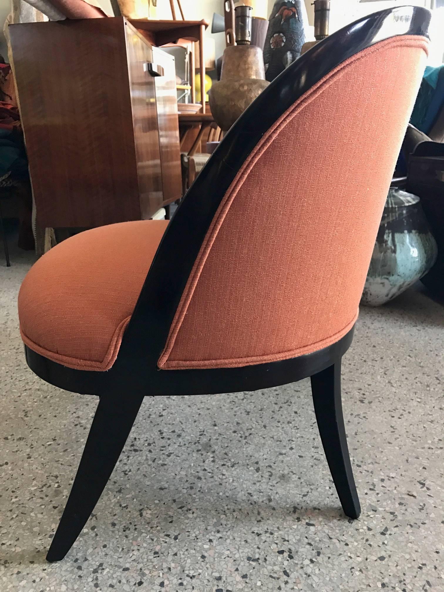 Pair of Elegant Harvey Probber Style Slipper Chairs In Good Condition In St.Petersburg, FL