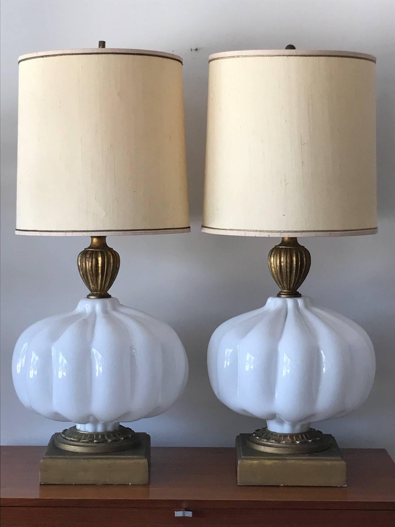 Modern Pair of Unusual Cased Glass Lamps