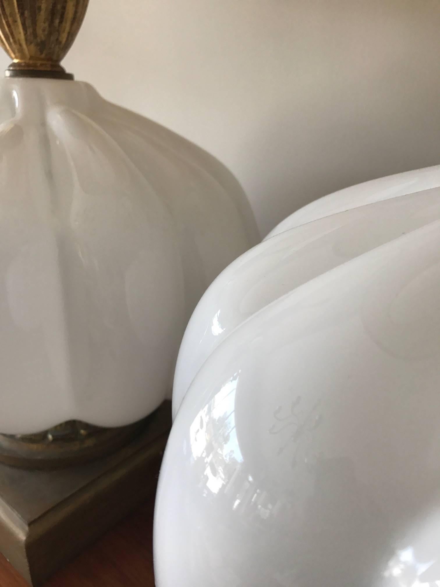 Italian Pair of Unusual Cased Glass Lamps