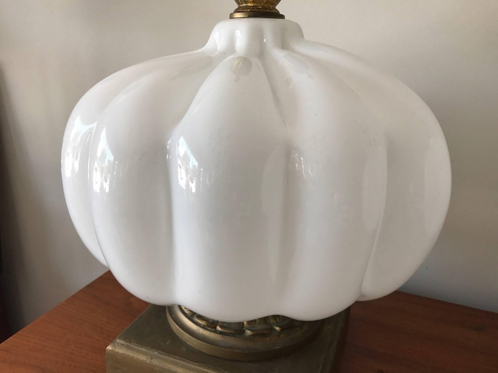 Mid-20th Century Pair of Unusual Cased Glass Lamps