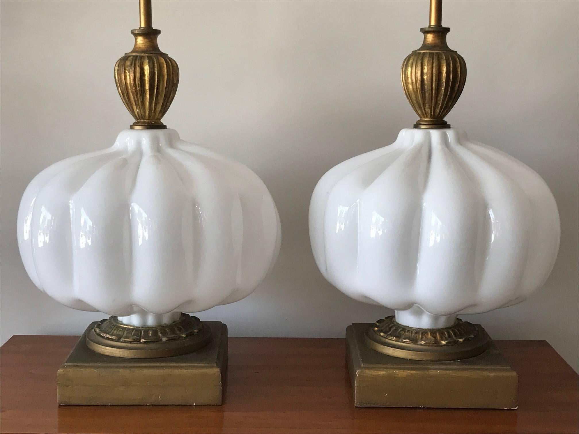 Pair of Unusual Cased Glass Lamps 1