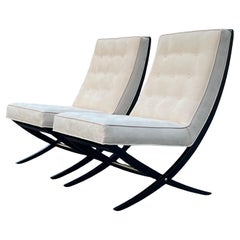 A Pair of Elegant Scissor Chairs With Brass Details Ca' 1950's