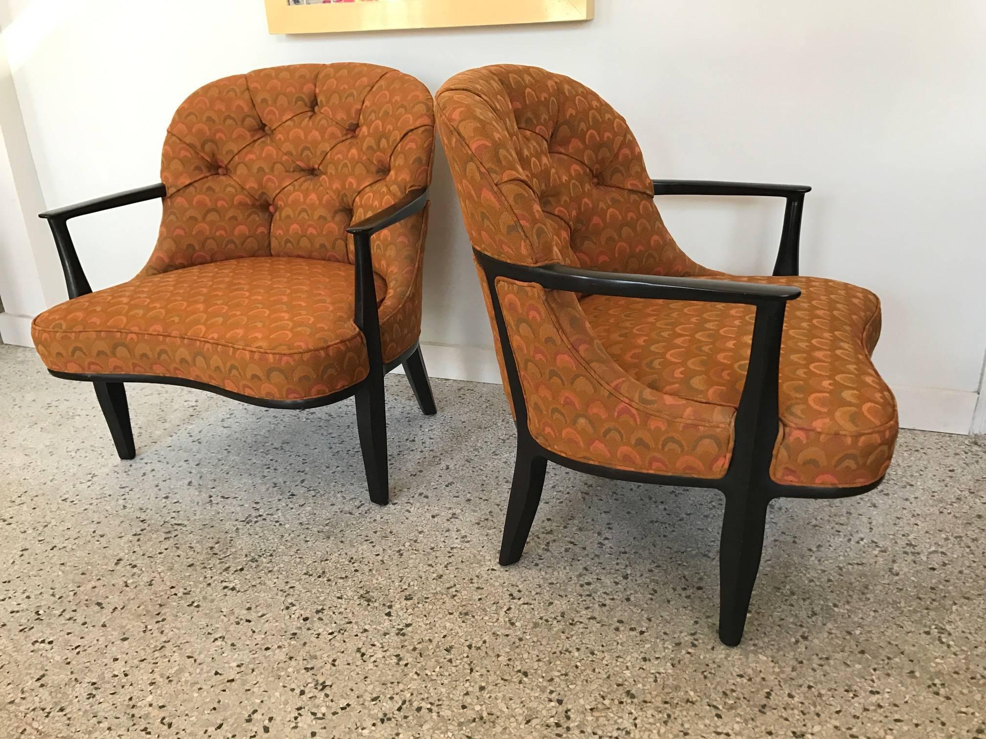 Pair of Classic Dunbar Janus Armchairs in Larsen Fabric In Good Condition In St.Petersburg, FL