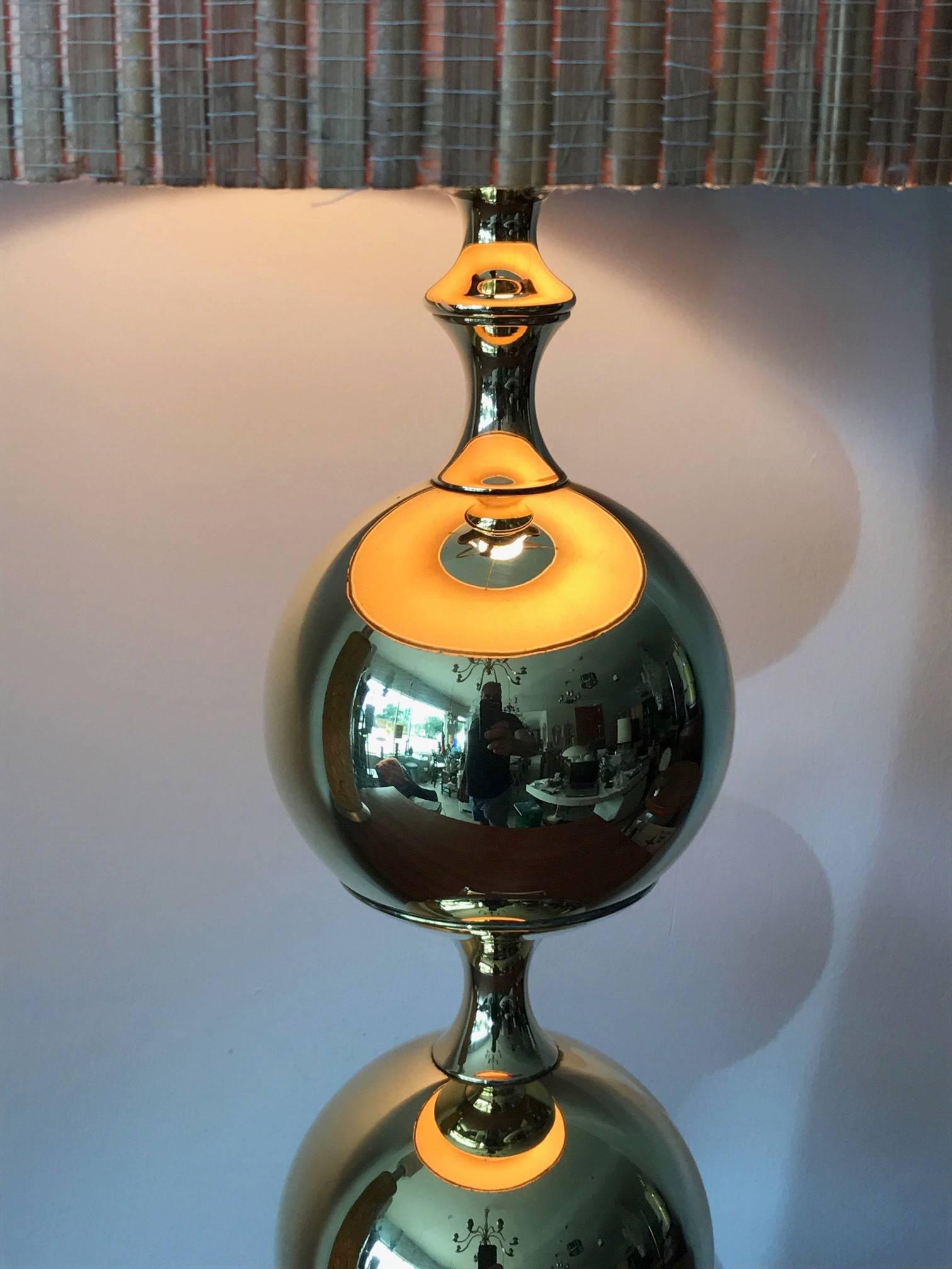 American Unusual Polished Brass Lamp by Tower Craftsman For Sale