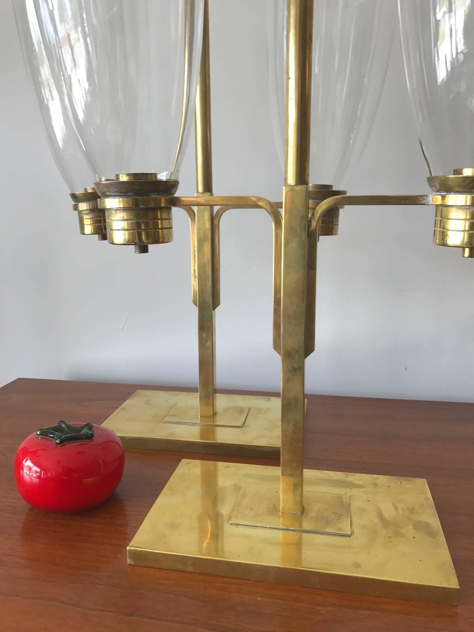 Pair of Tommi Parzinger Hurricane Lamps In Good Condition In St.Petersburg, FL