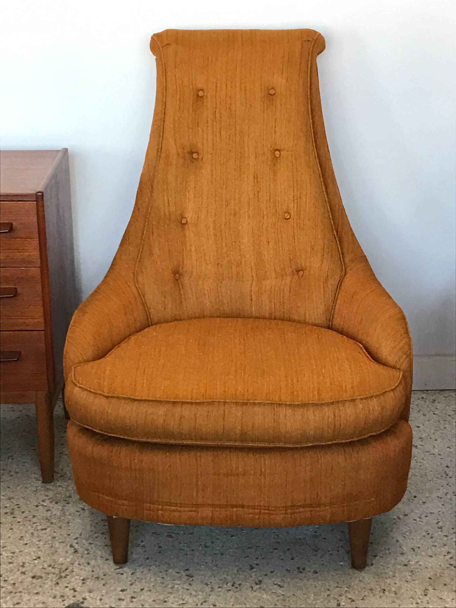 Modern Pair of Karpen High Back Slipper Chairs For Sale
