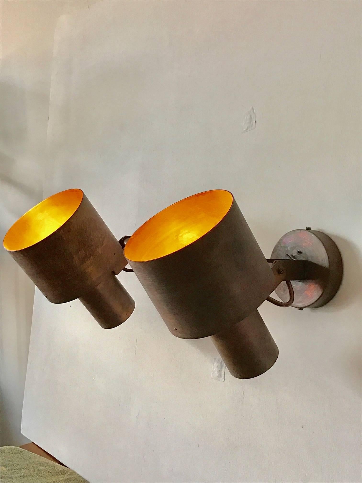 Mid-Century Modern Paavo Tynell Copper Sconces for Idman
