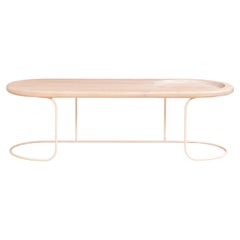 Contemporary Curved Wood and Steel Coffee Table, Cusp Coffee Table