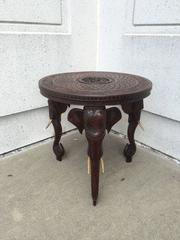 Anglo Indian Rosewood Side Table with Elephant Head Legs