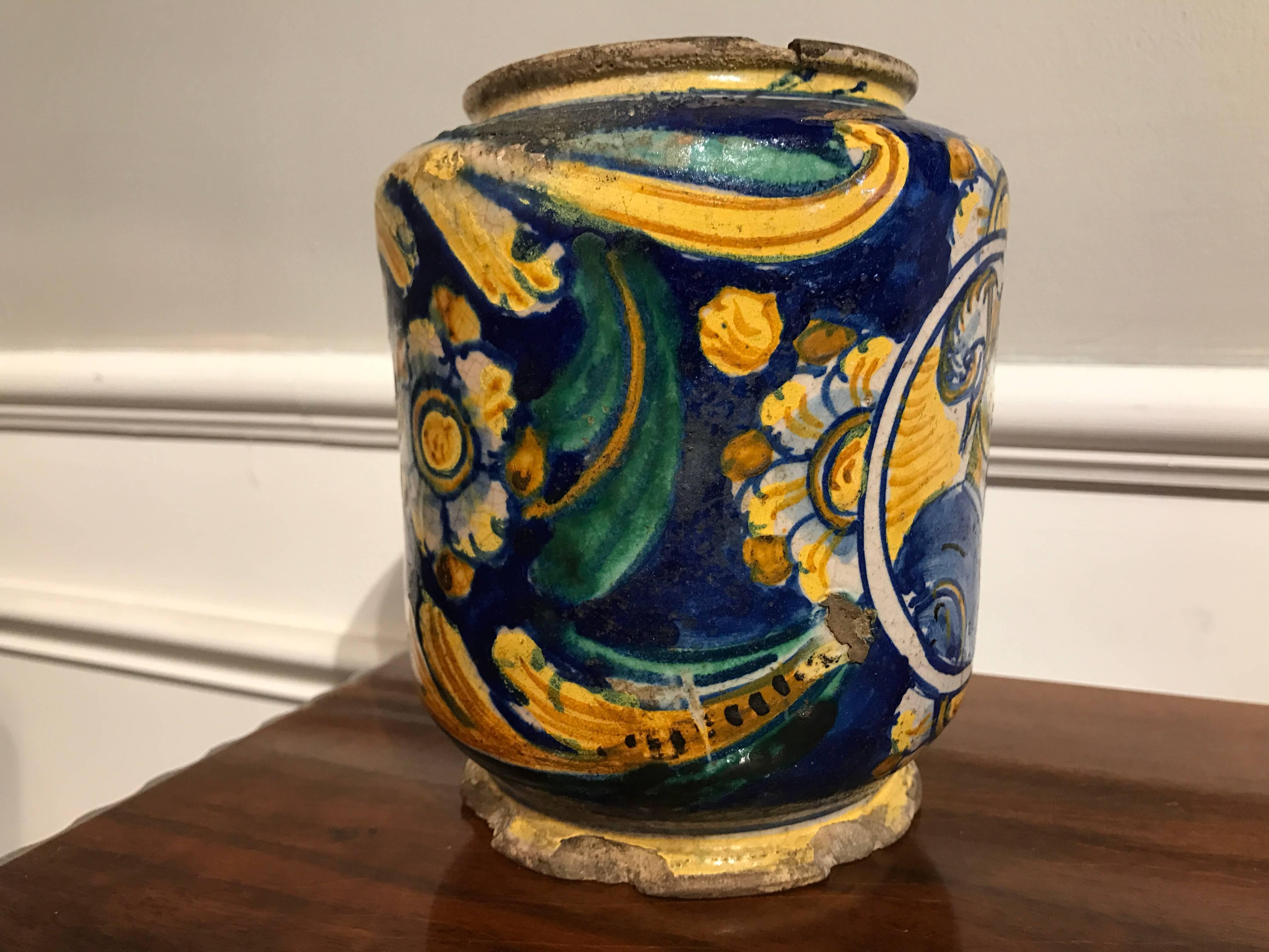 Italian Baroque Maiolica Drug Jar Albarello 3