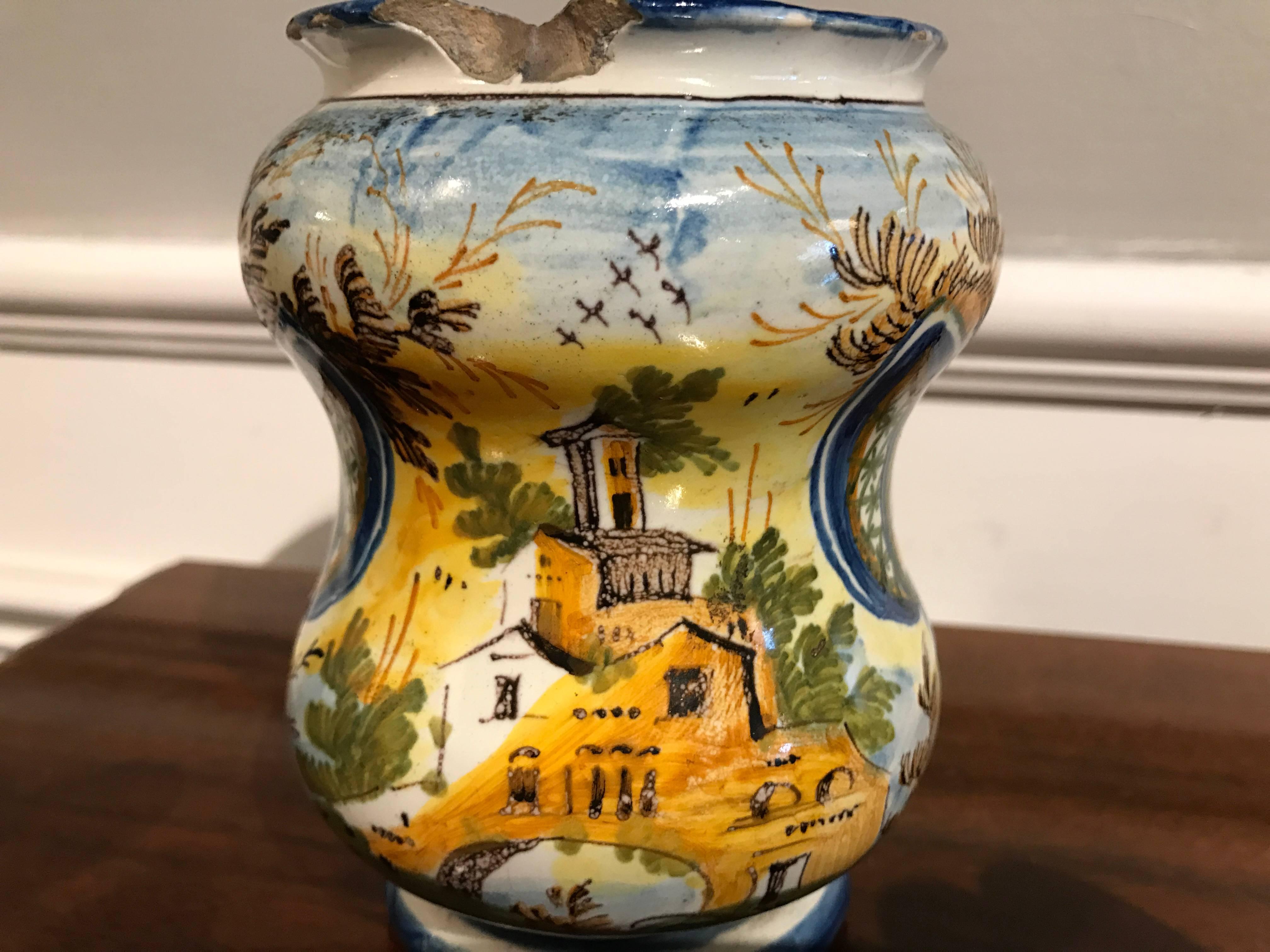 Ceramic 18th Century Italian Waisted Albarello For Sale