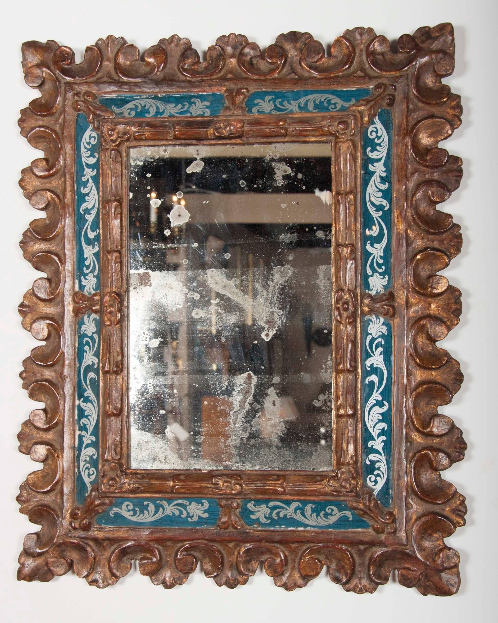 Italian Baroque Giltwood and Reverse Glass Mirror 3