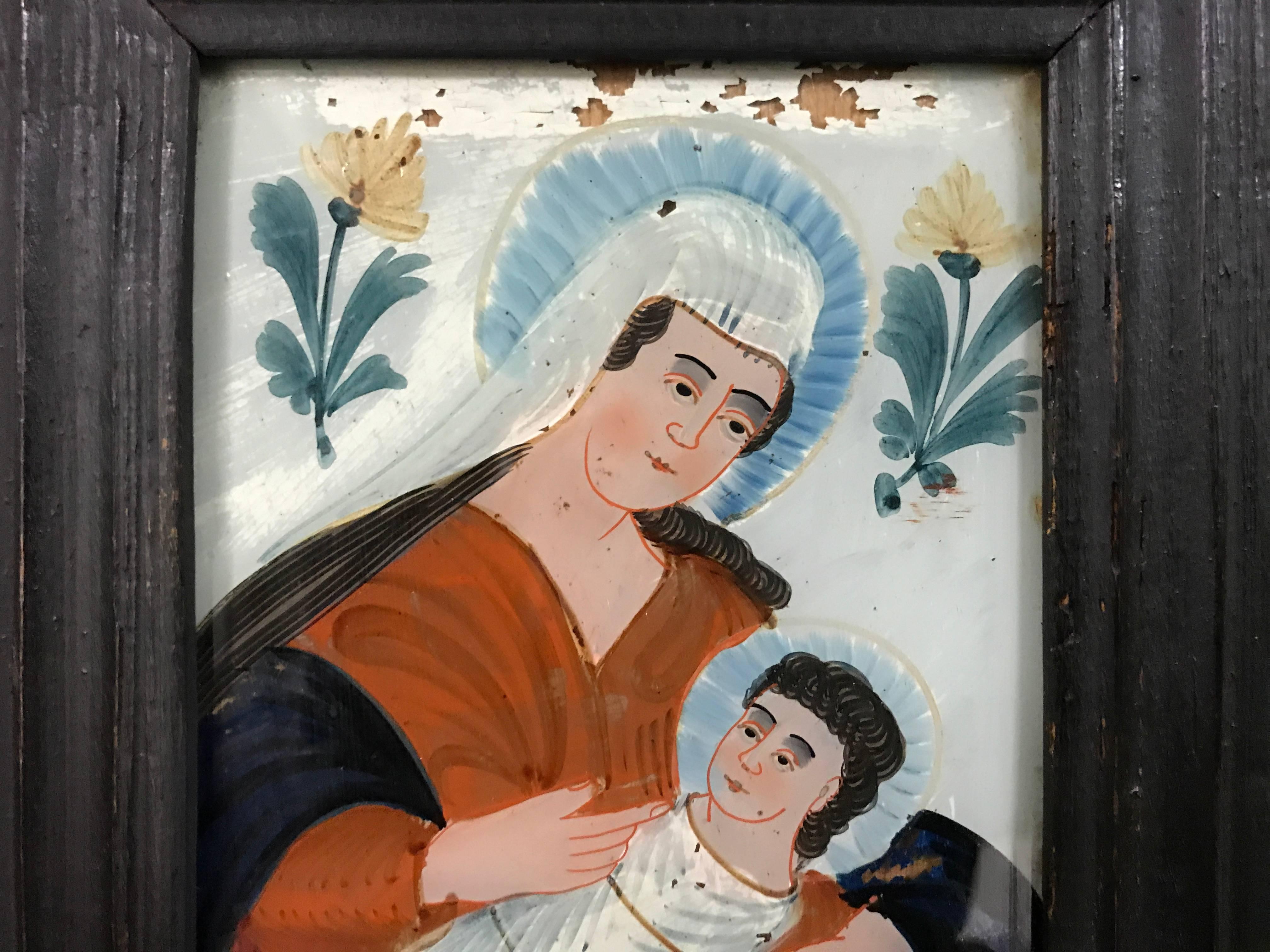 Madonna and Child Reverse Glass Painting, Germany 2