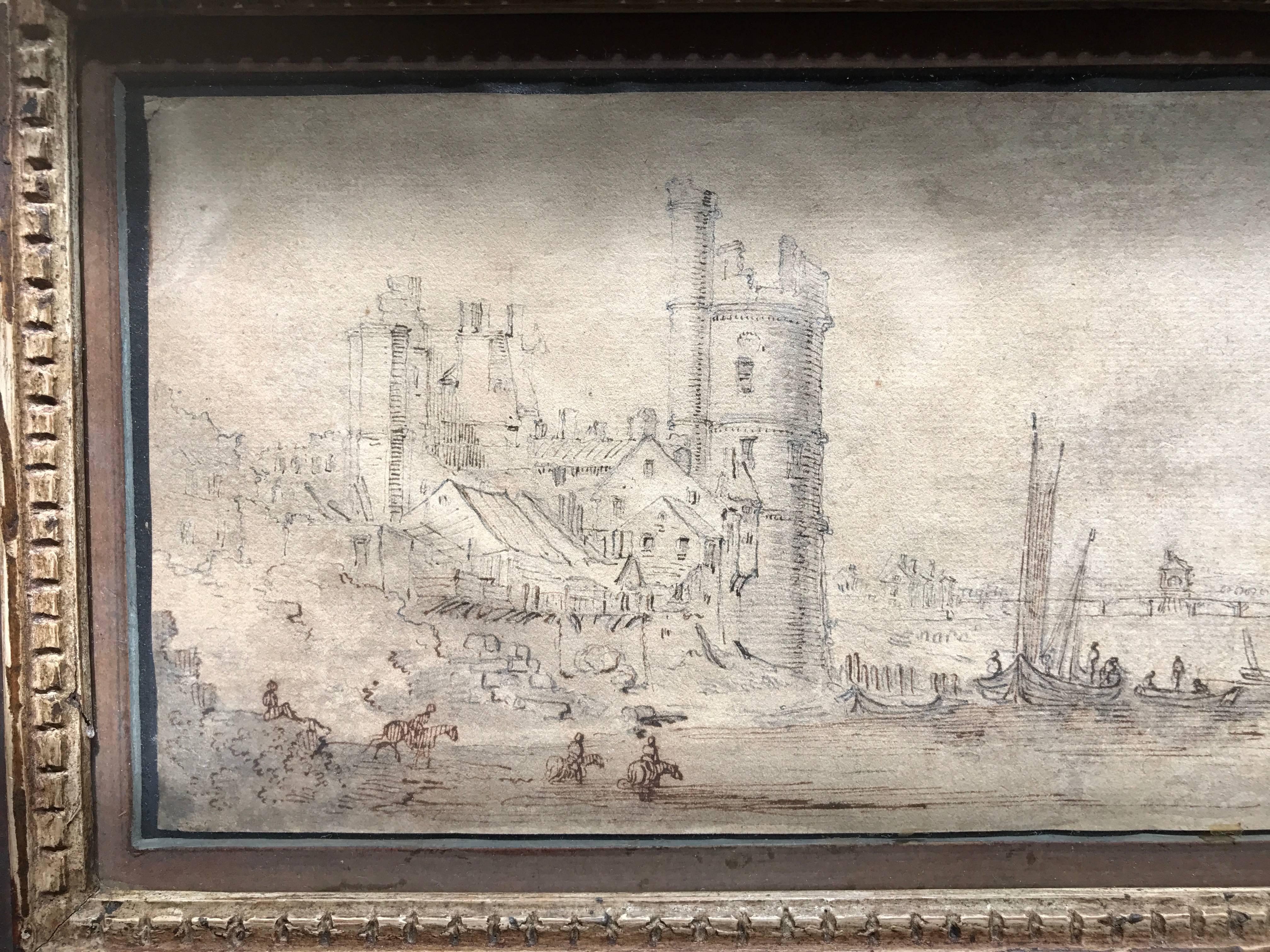 18th Century and Earlier 17th Century French Old Master Drawing of Paris
