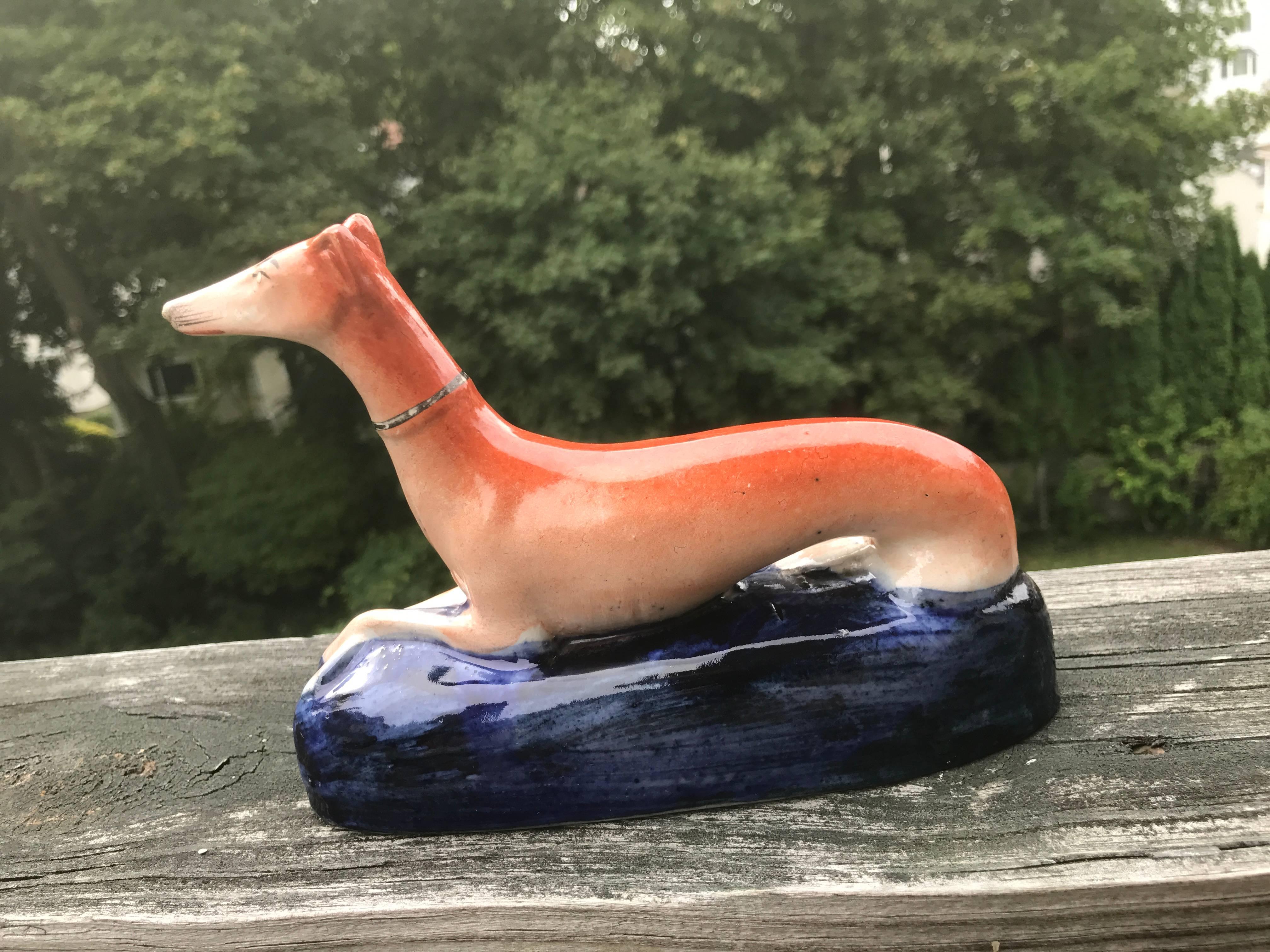 English Staffordshire Greyhound or Whippet Pen Holder In Excellent Condition In Stamford, CT