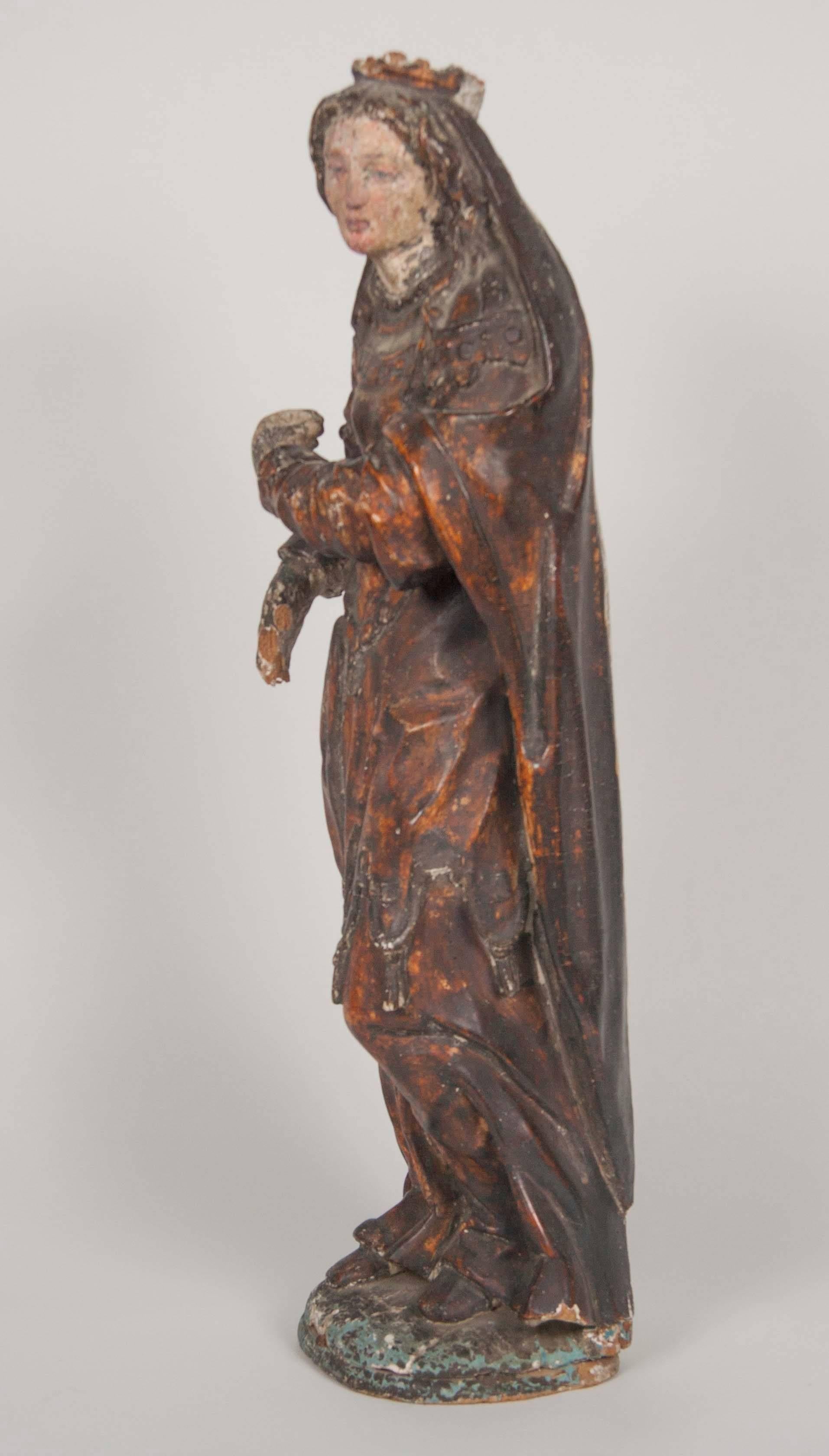 18th Century and Earlier Italian Renaissance Carving of a Female Saint