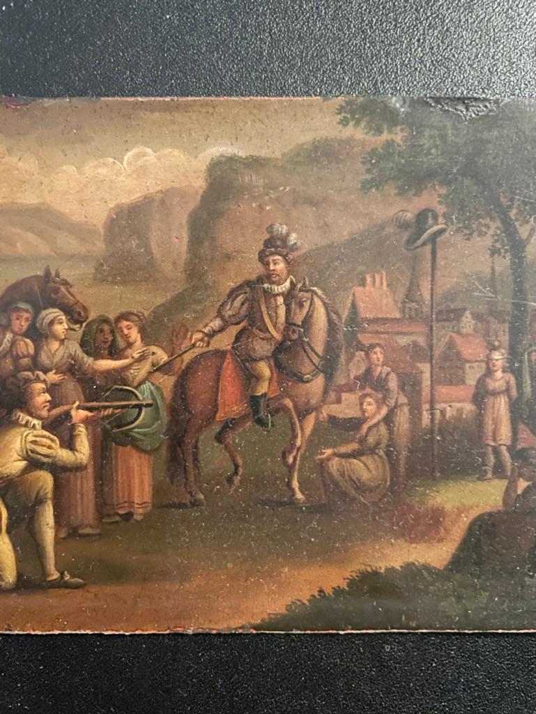 Dipinto a mano Dipinto a olio svizzero del XIX secolo raffigurante la Leggenda di William Tell in vendita