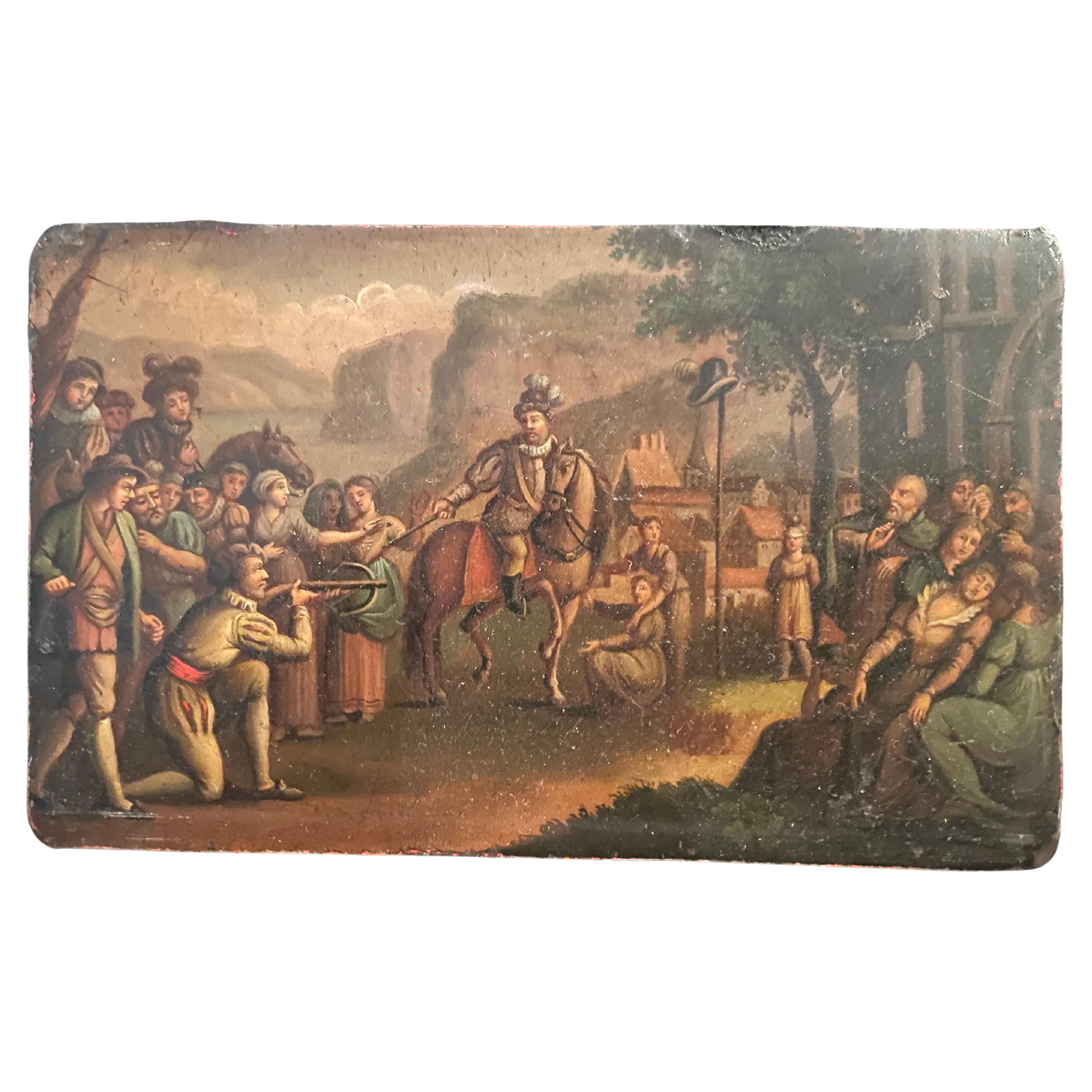 19th Century Swiss Oil Painting of the Legend of William Tell For Sale