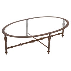 Used Mid 20th Century Iron Oval Glass Topped Coffee Table