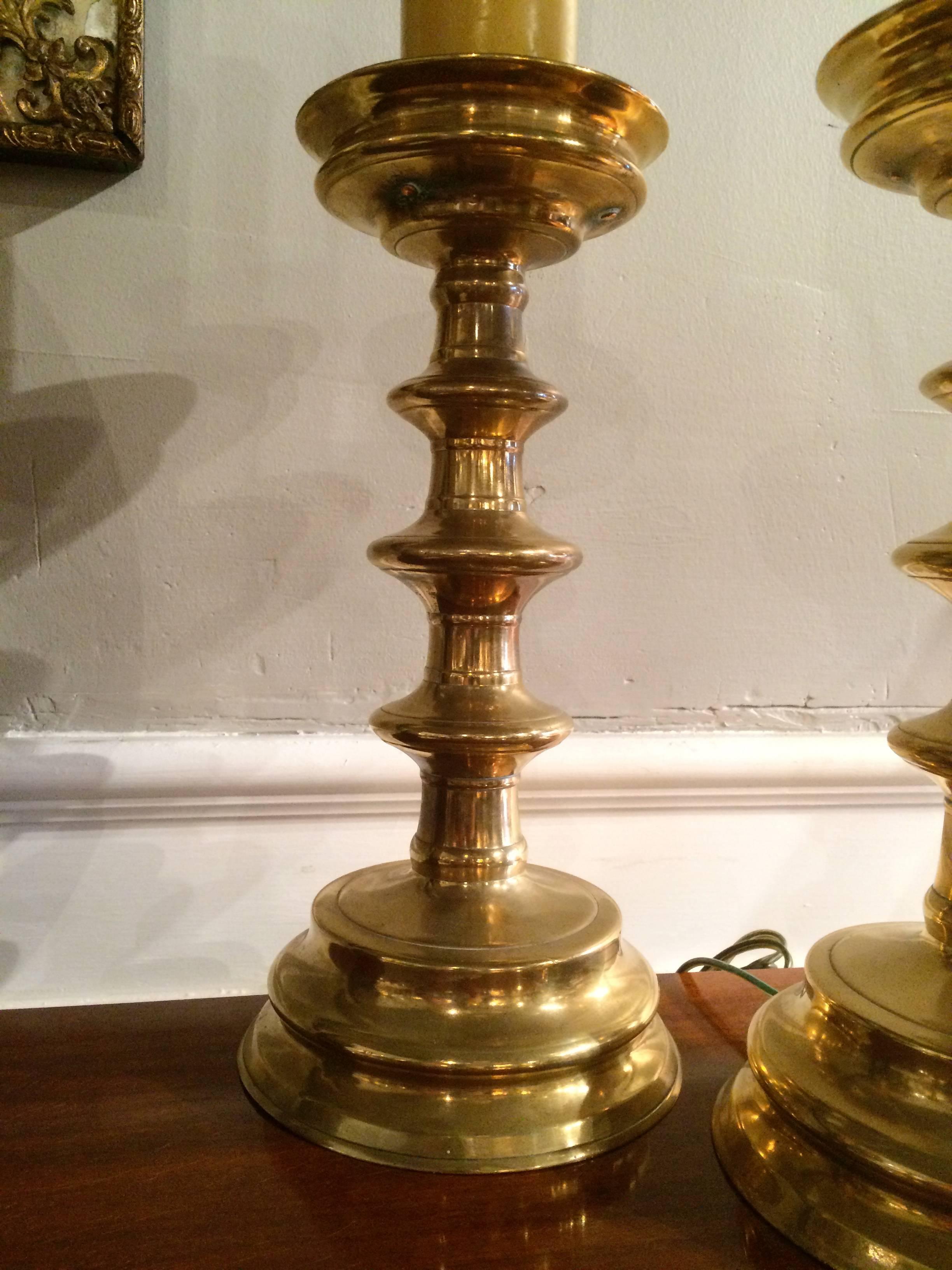 Pair of Baroque Style Brass Candlestick Lamps 2