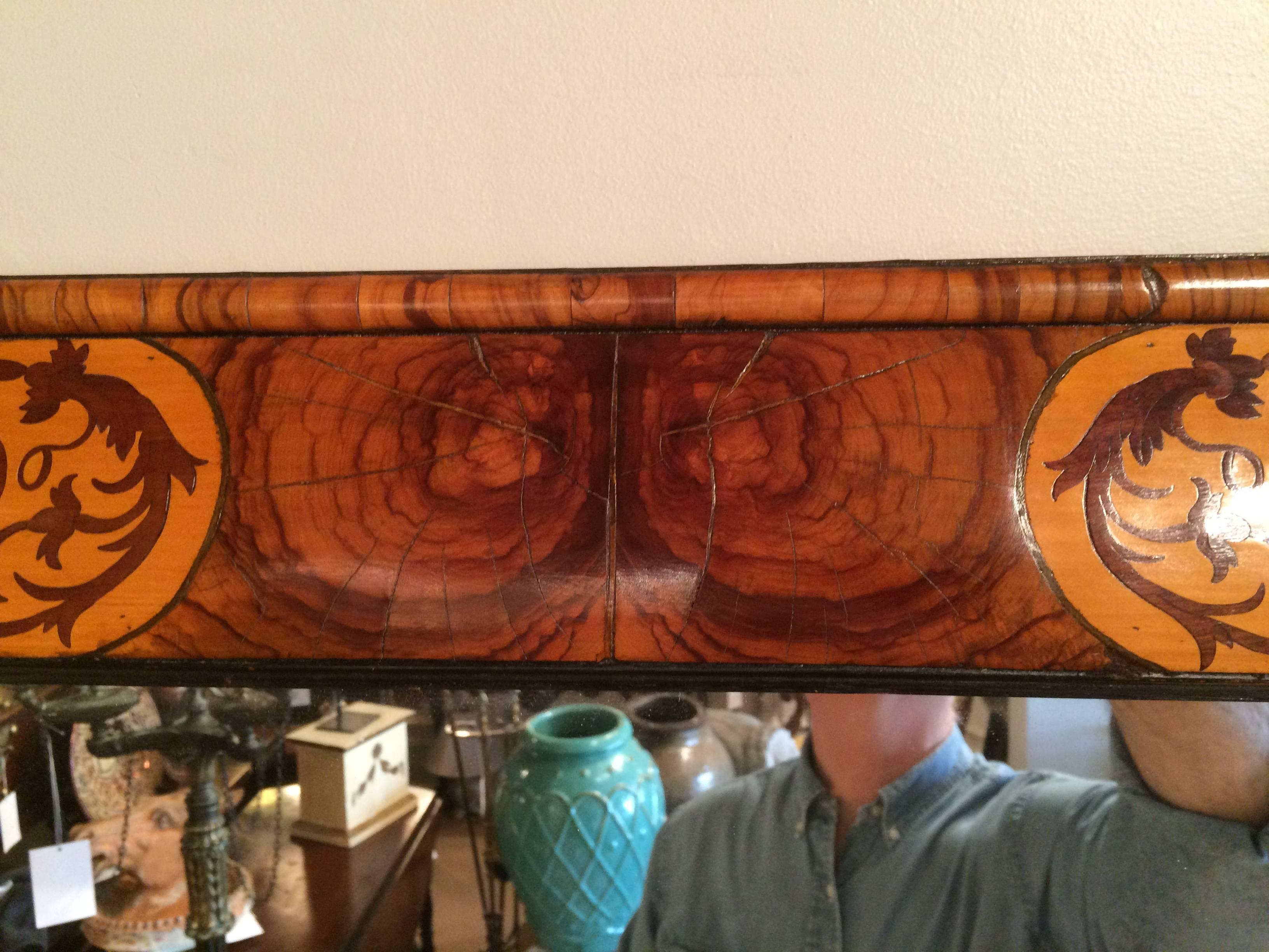 19th Century Oyster Veneer and Inlaid Mirror