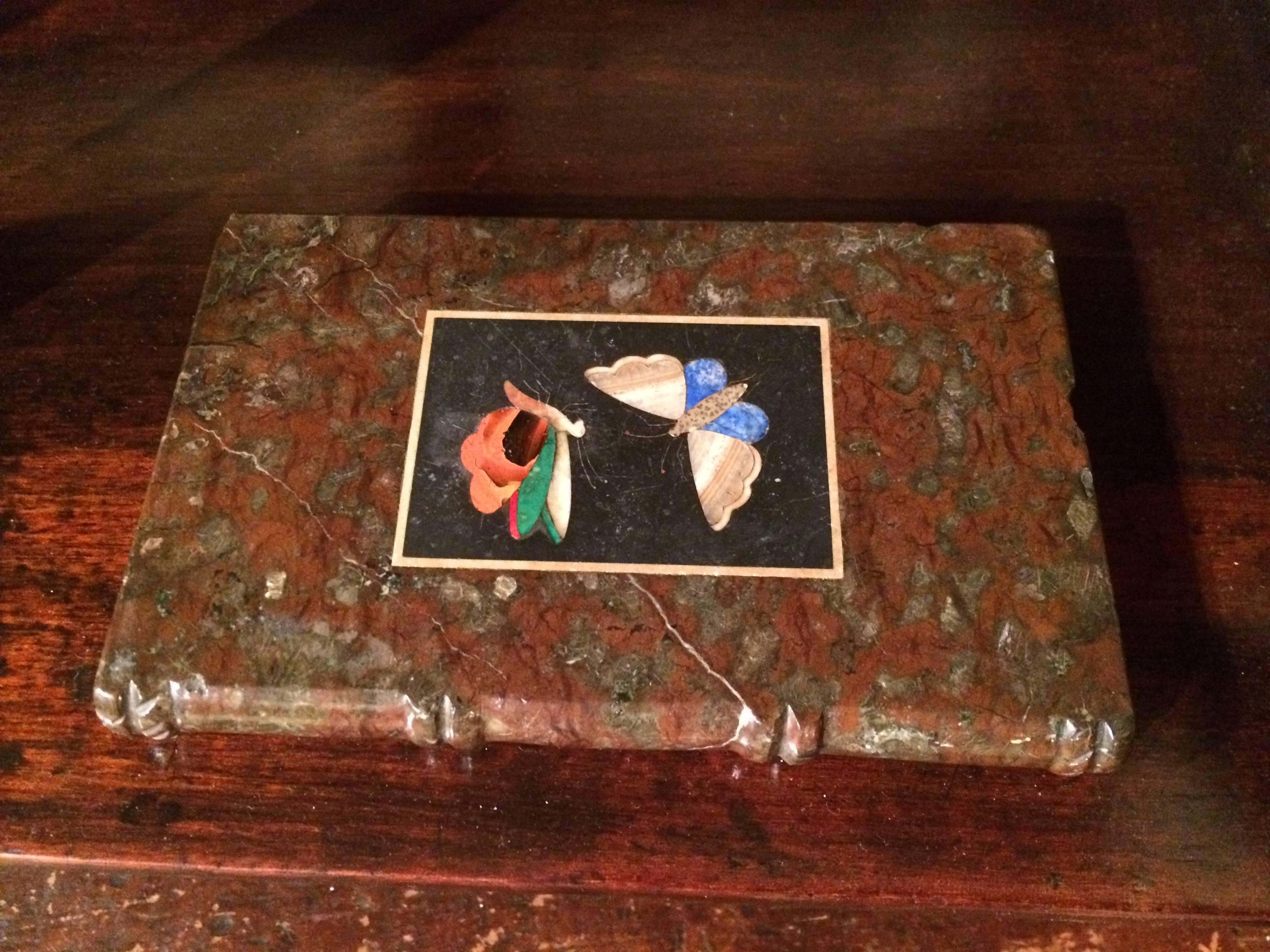 Pietra Dura Butterfly Paperweight In Excellent Condition In Stamford, CT