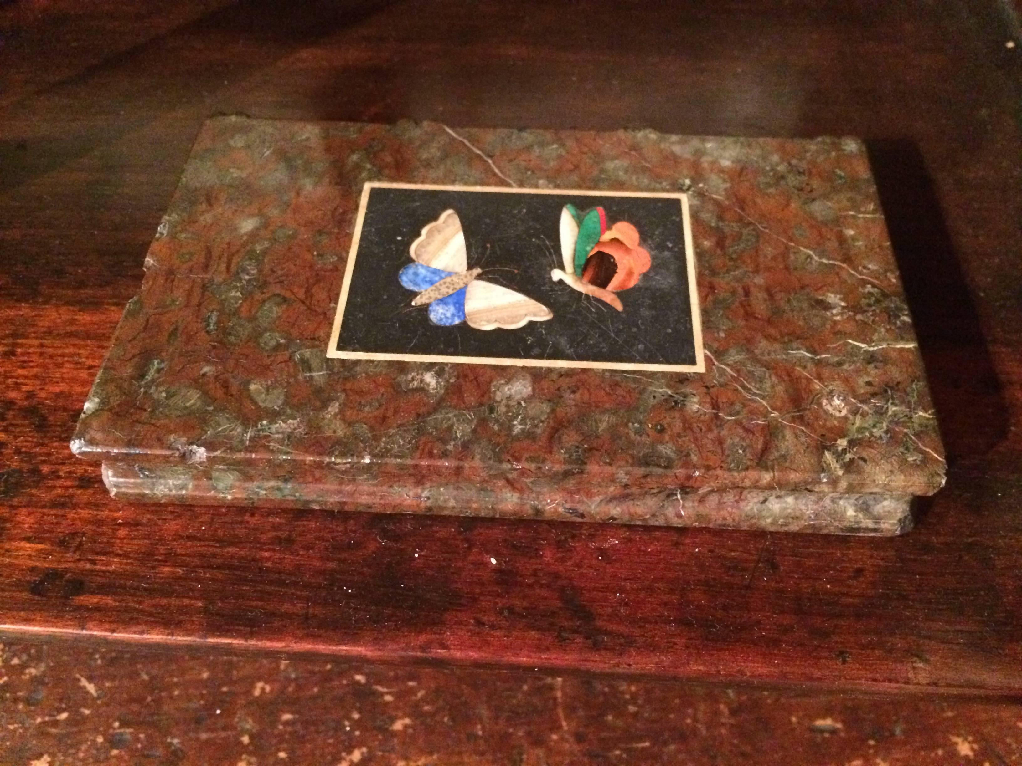 Neoclassical Pietra Dura Butterfly Paperweight