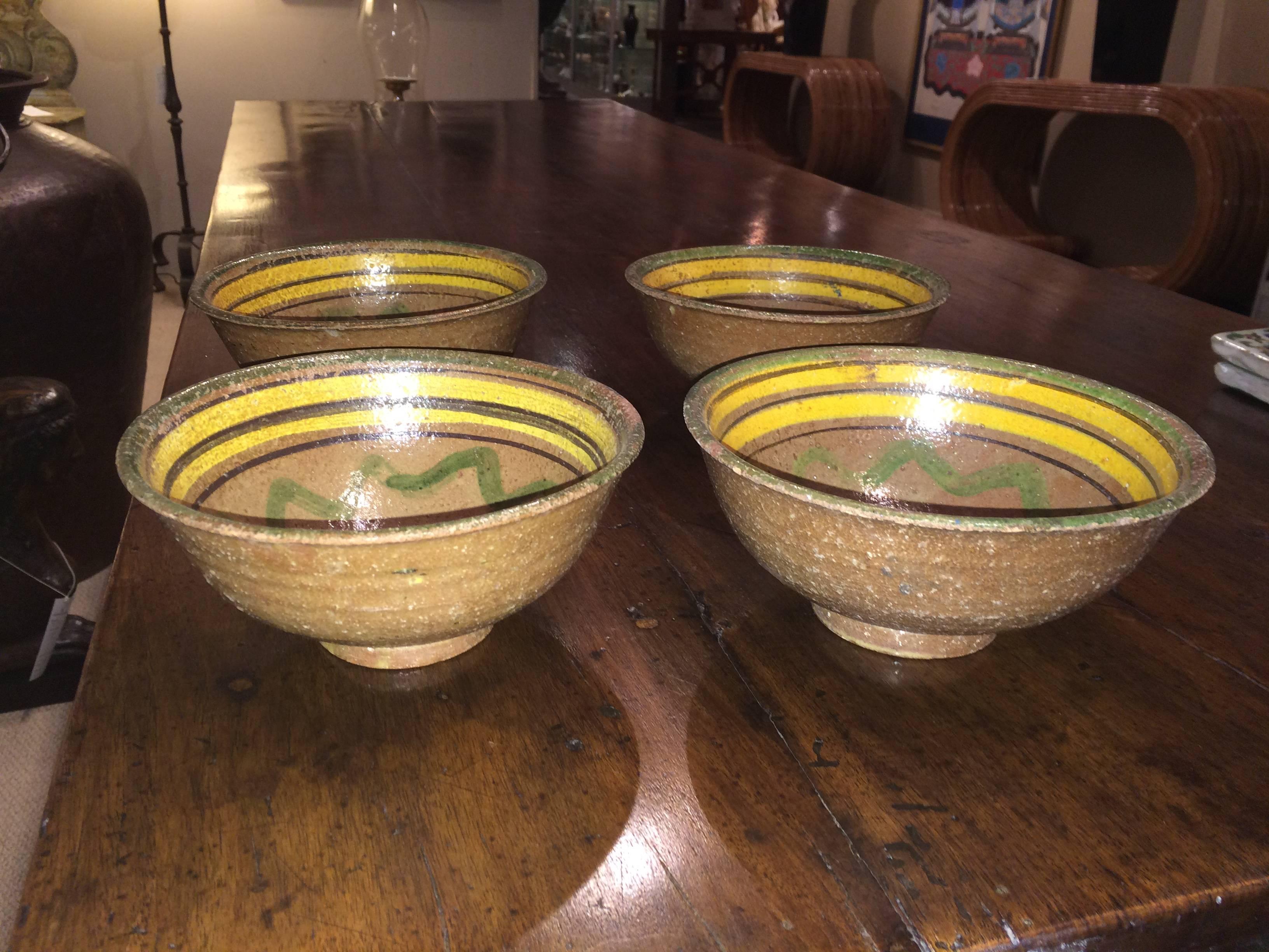 19th Century Guatemalan Hand-Painted Bowls, Montiel Family