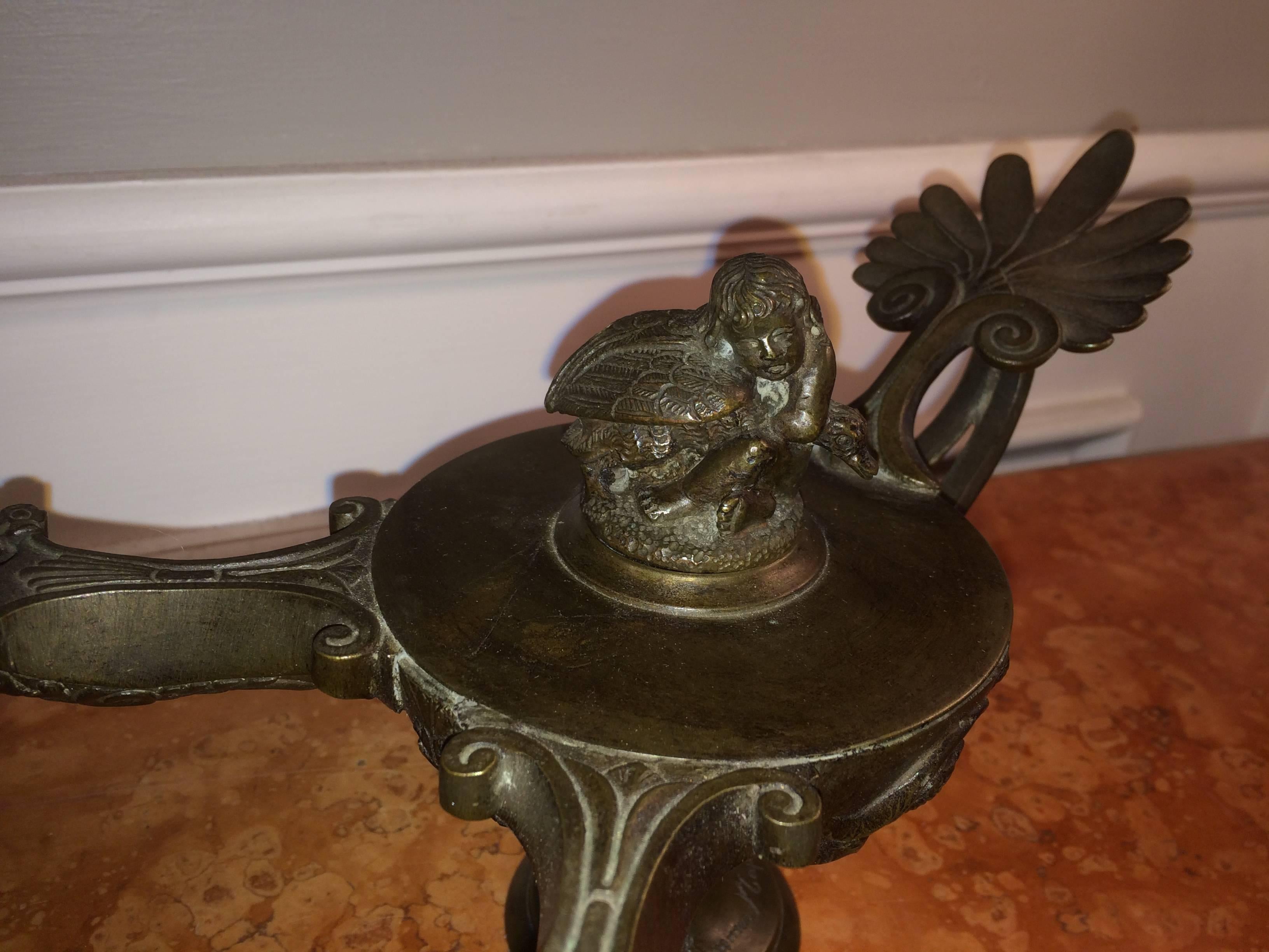 Italian Roman Bronze Oil Lamp