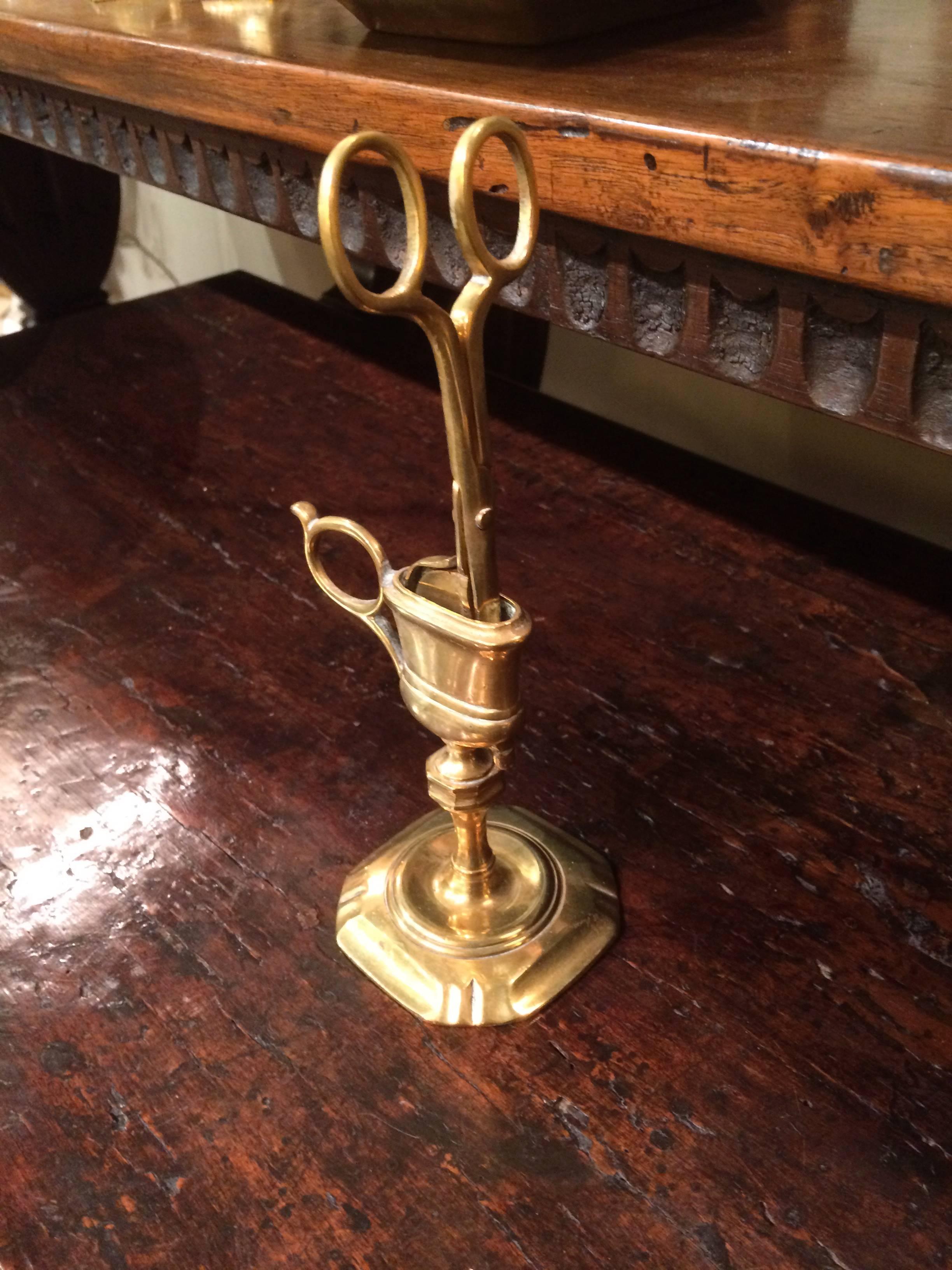 Queen Anne Standing Brass Candle Snuffer and Stand 1
