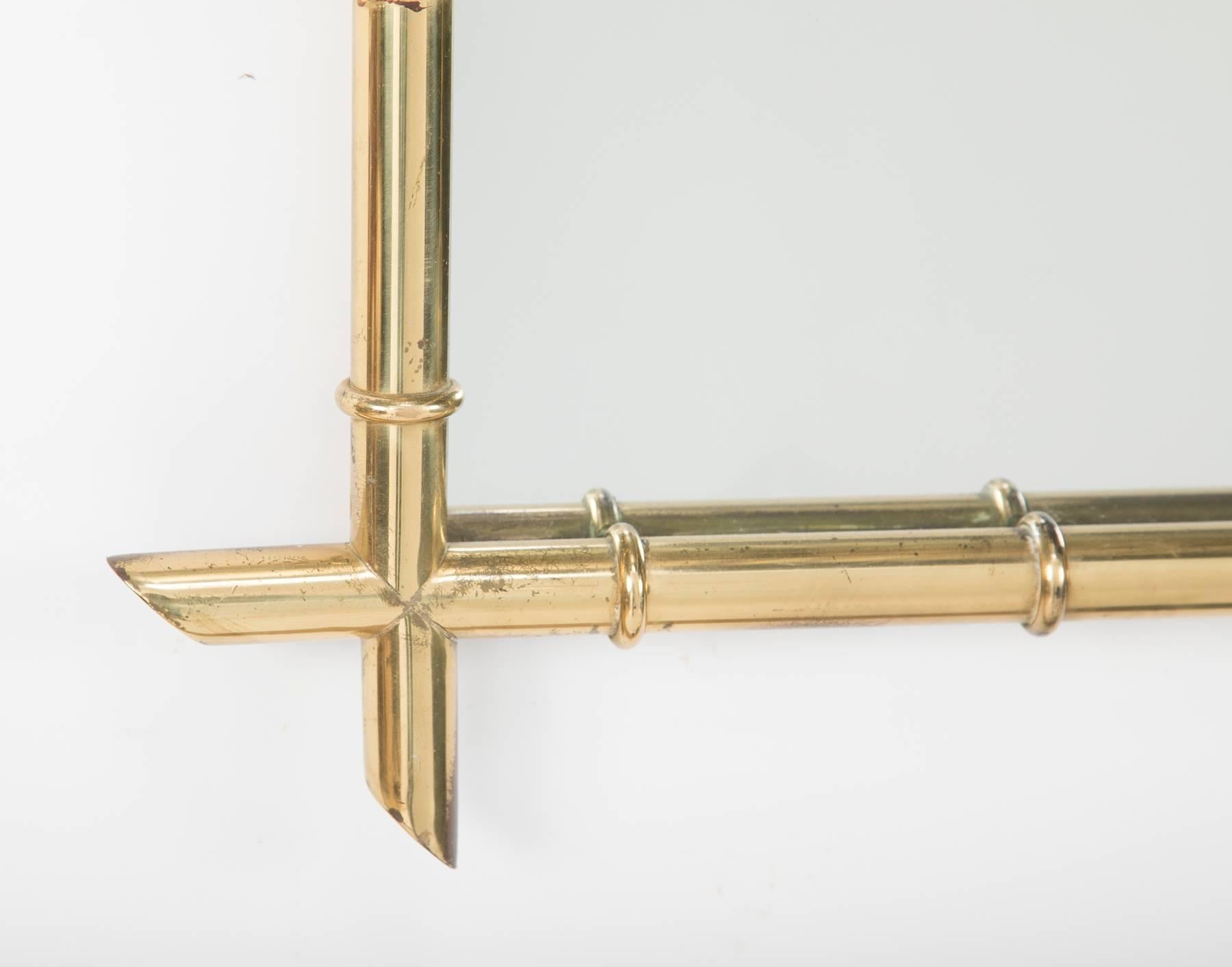 Hollywood Regency Faux Bamboo Brass Mirror 1